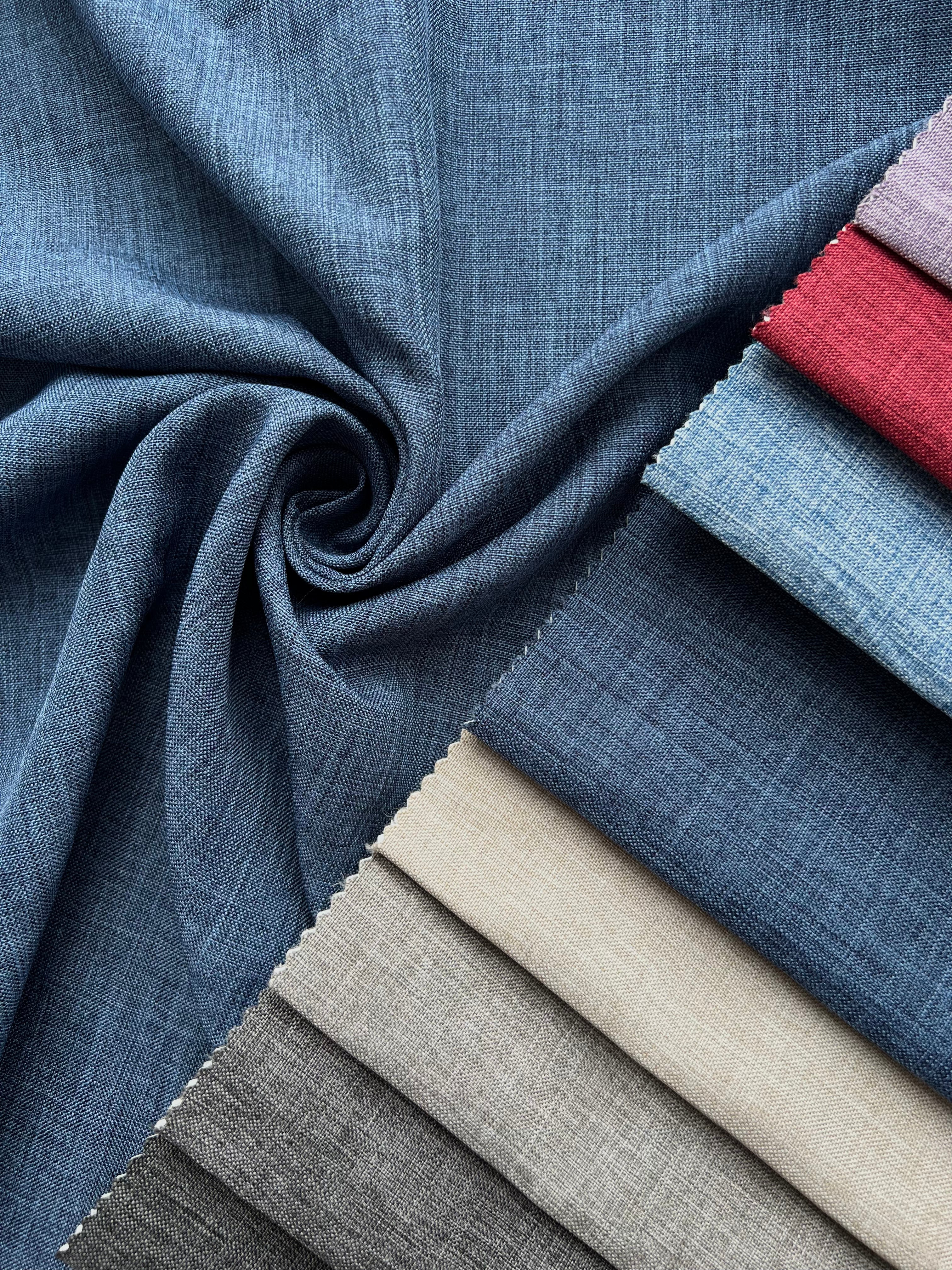 Plain linen structural curtain “Safir”, dark blue color