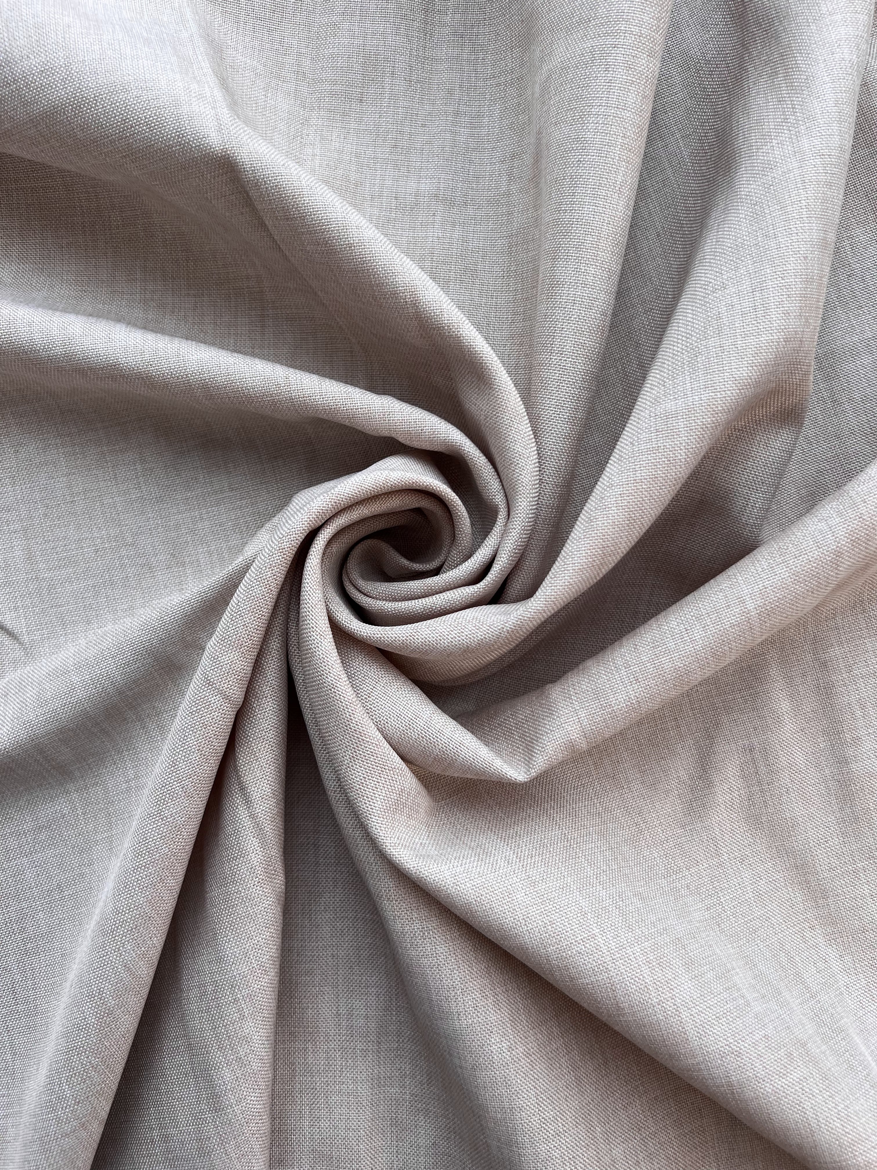Plain linen structural curtain “Safir”, beige color