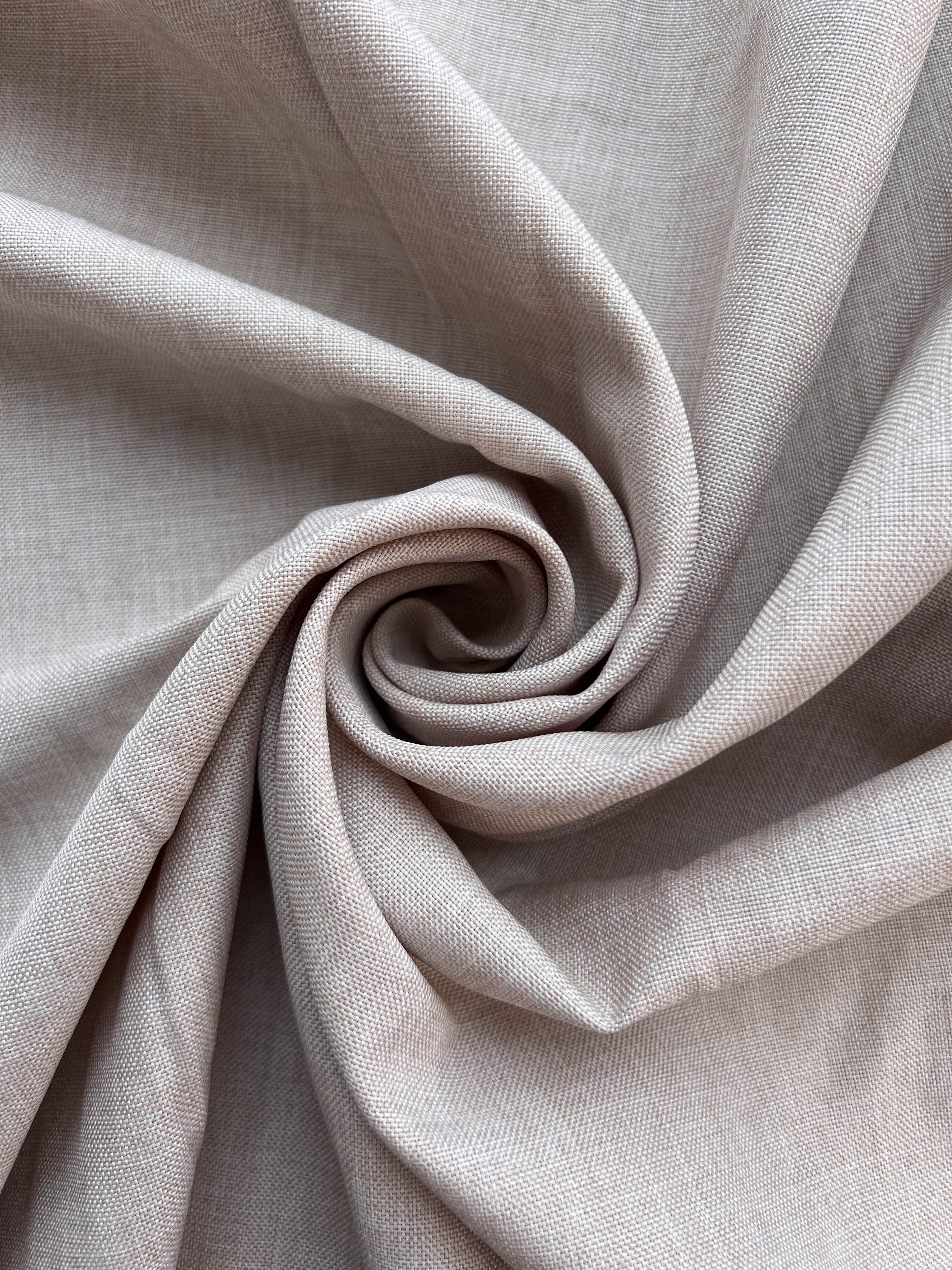 Plain linen structural curtain “Safir”, beige color