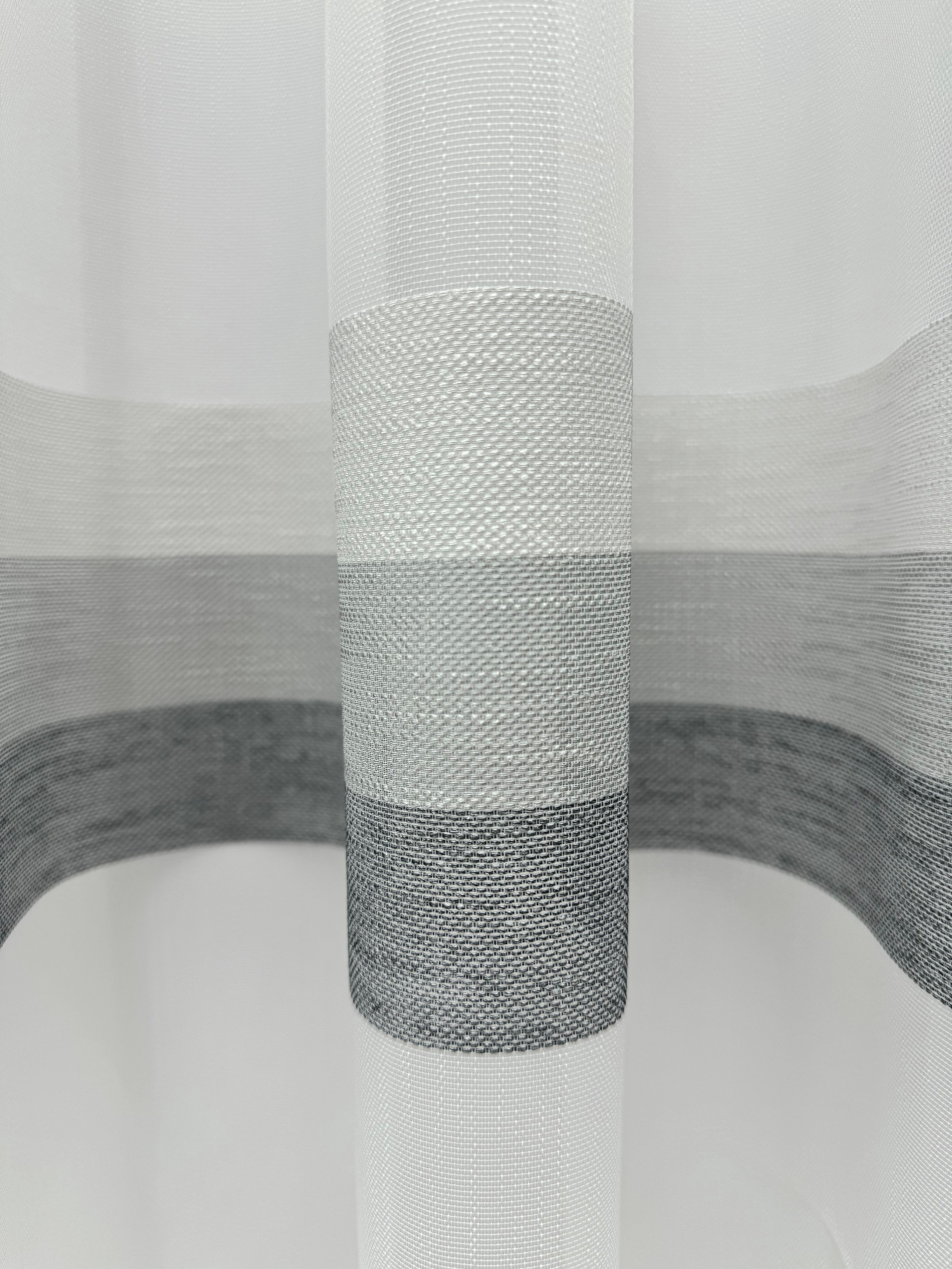 Bamboo-based sheer curtain with stripes, gray color