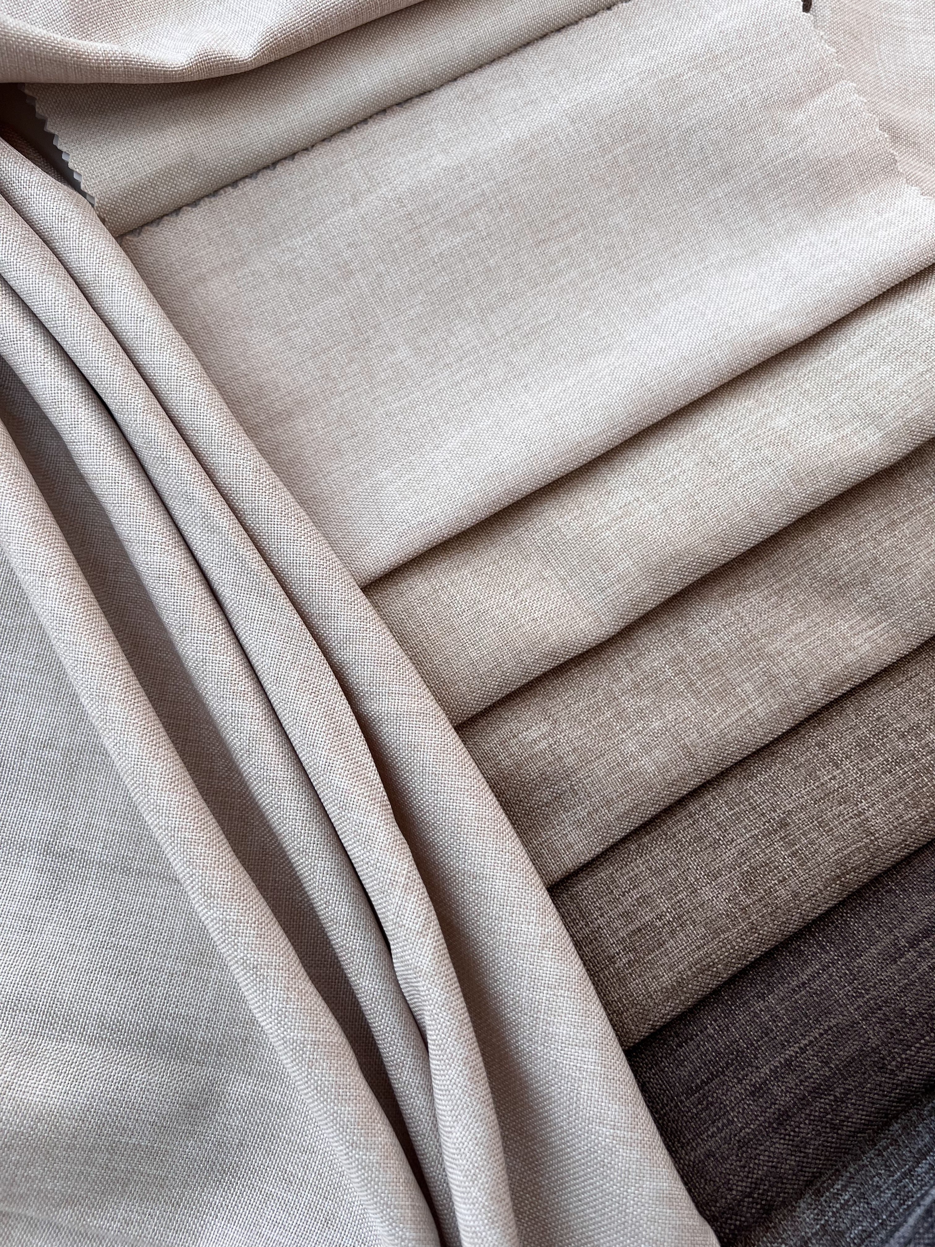 Plain linen structural curtain “Safir”, beige color