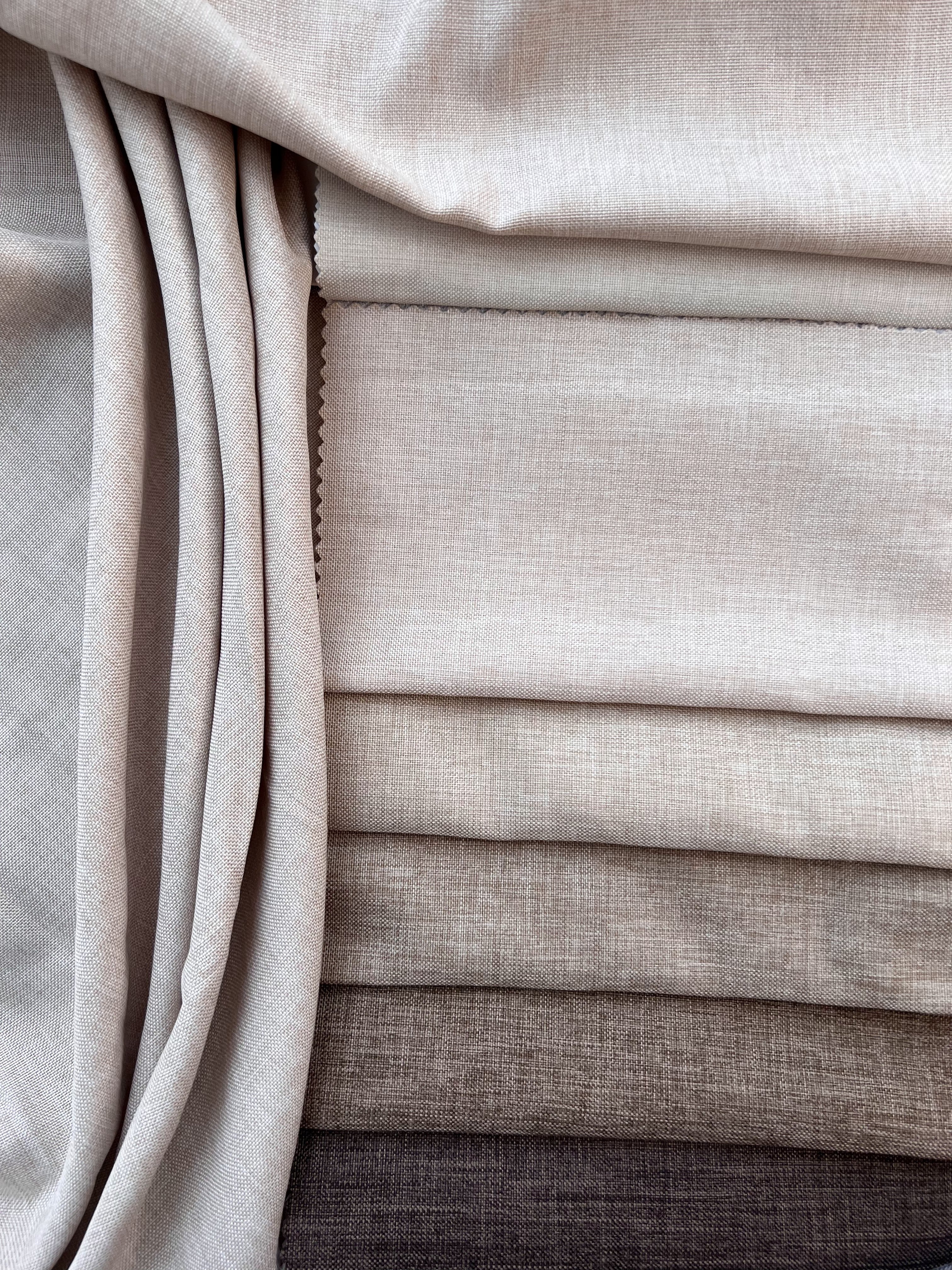 Plain linen structural curtain “Safir”, beige color
