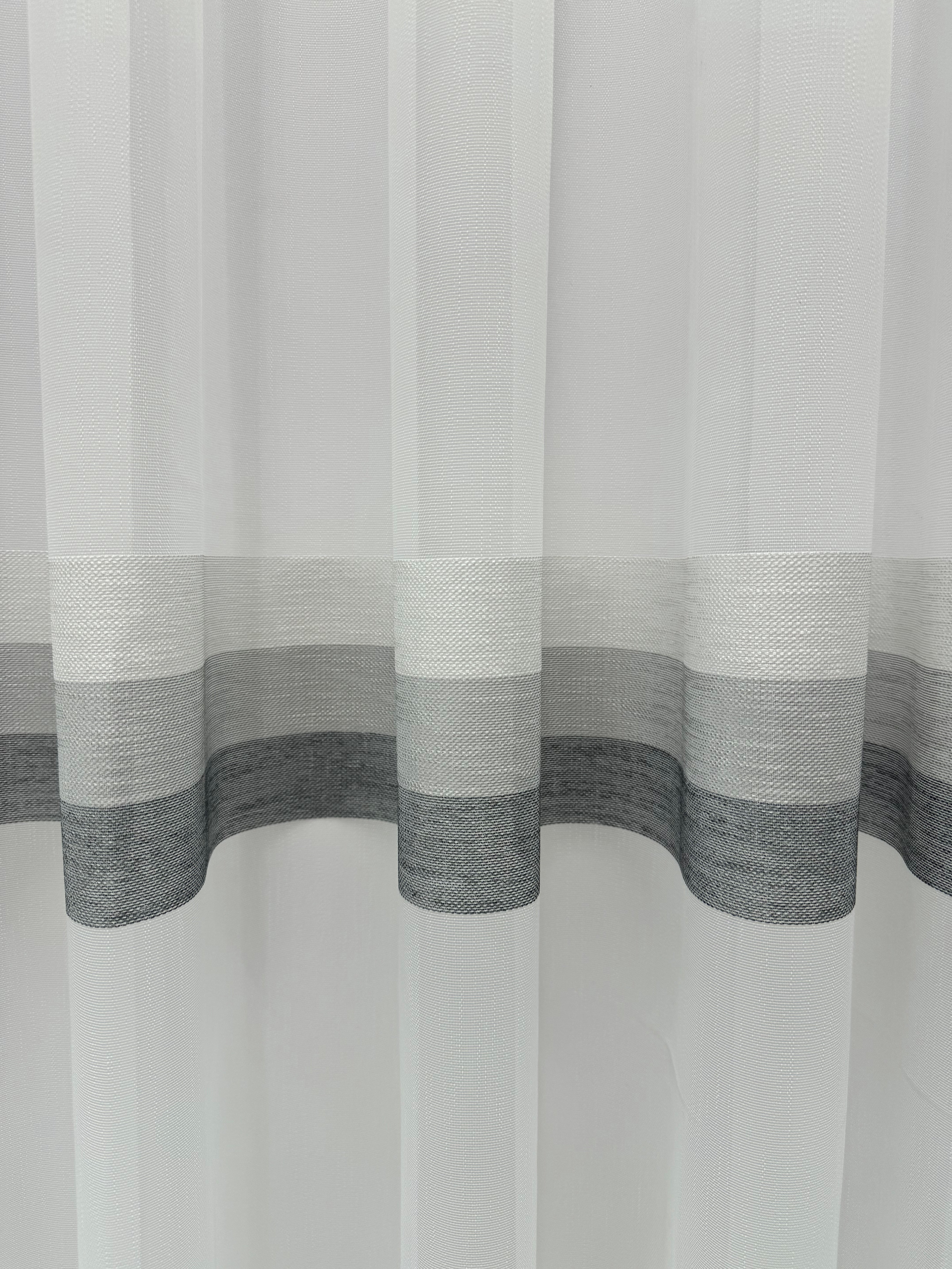 Bamboo-based sheer curtain with stripes, gray color