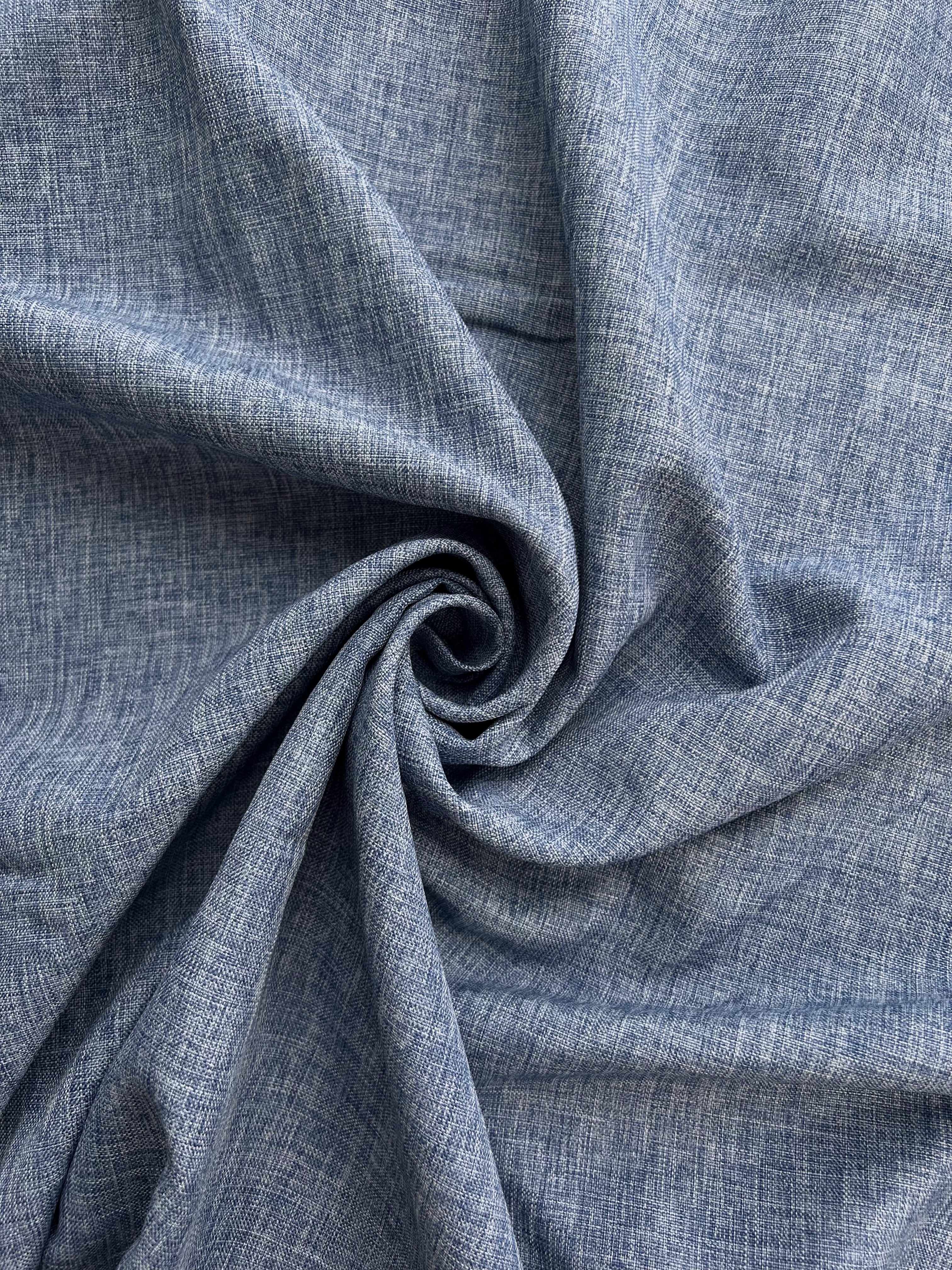 Plain linen structural curtain “Safir”, light blue color