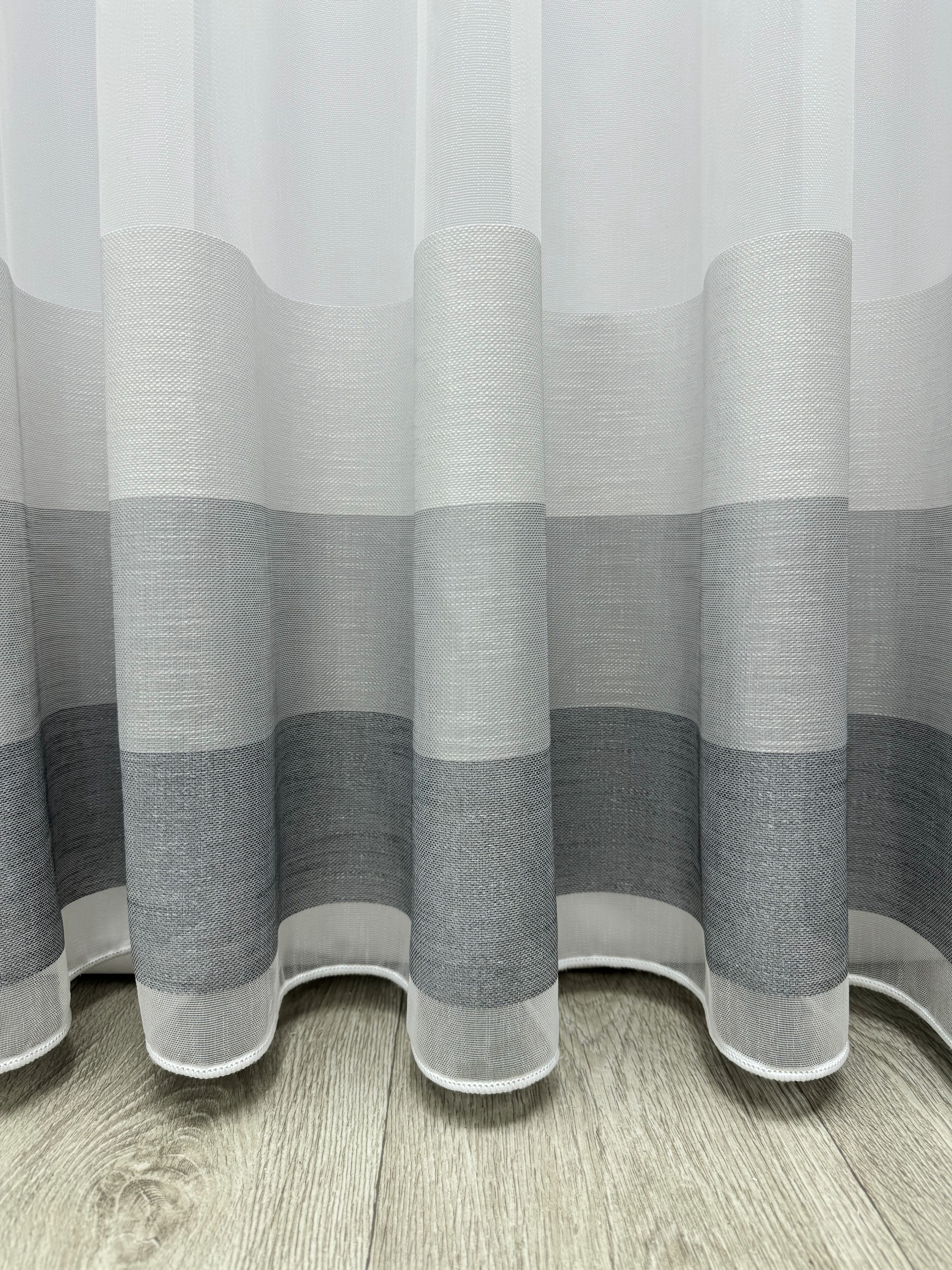 Bamboo-based sheer curtain with stripes, gray color
