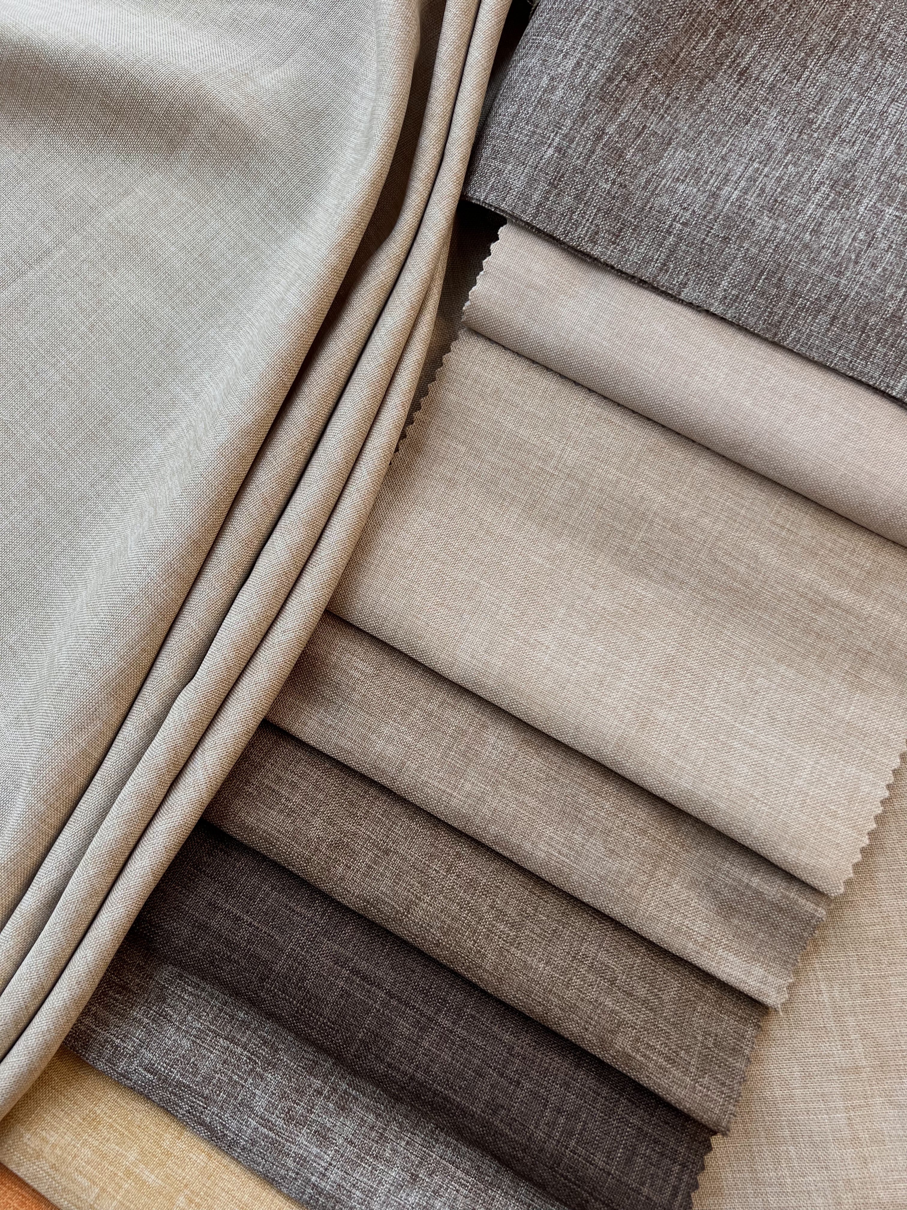 Plain linen structural curtain “Safir”, sand color