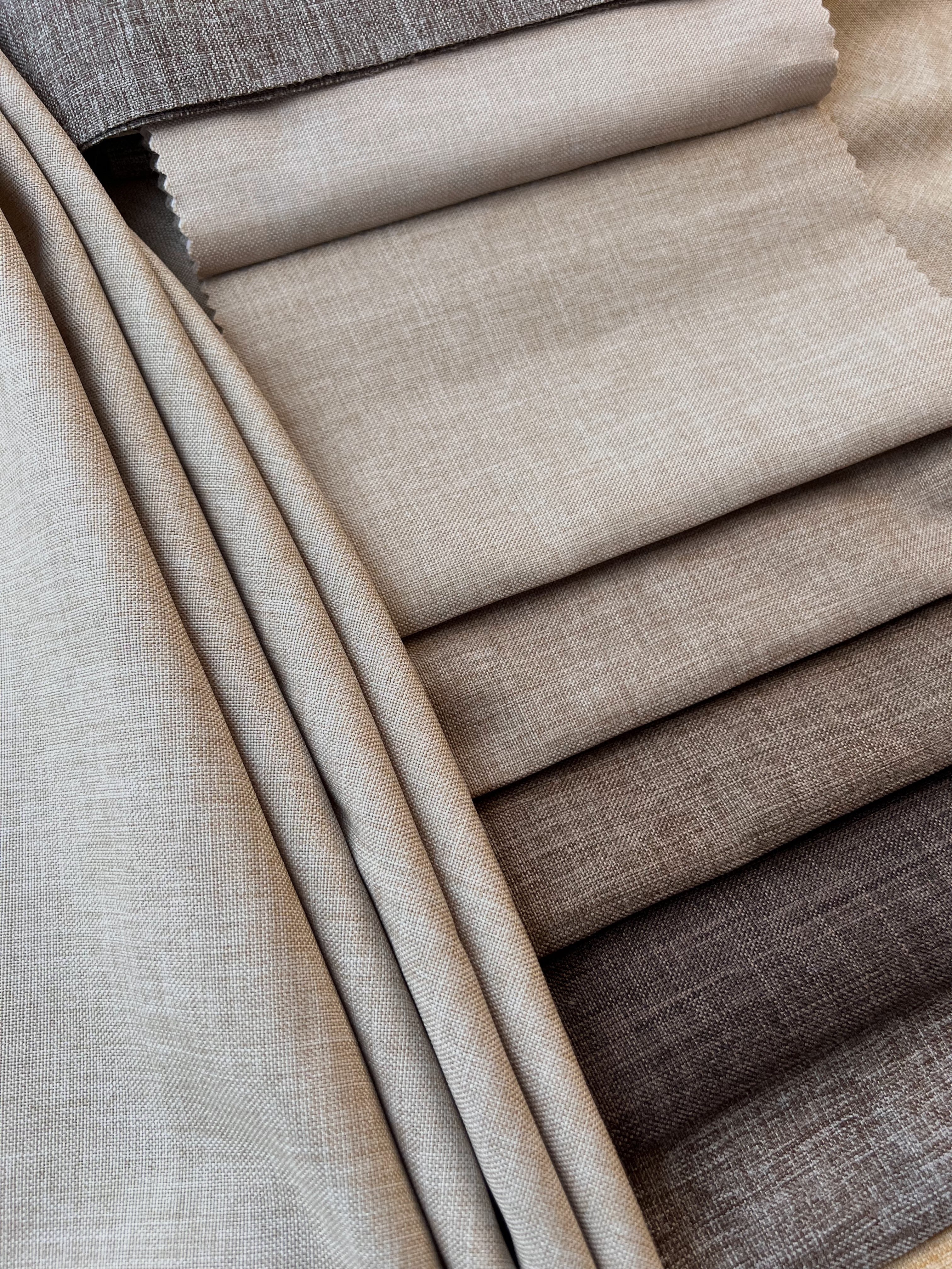 Plain linen structural curtain “Safir”, sand color