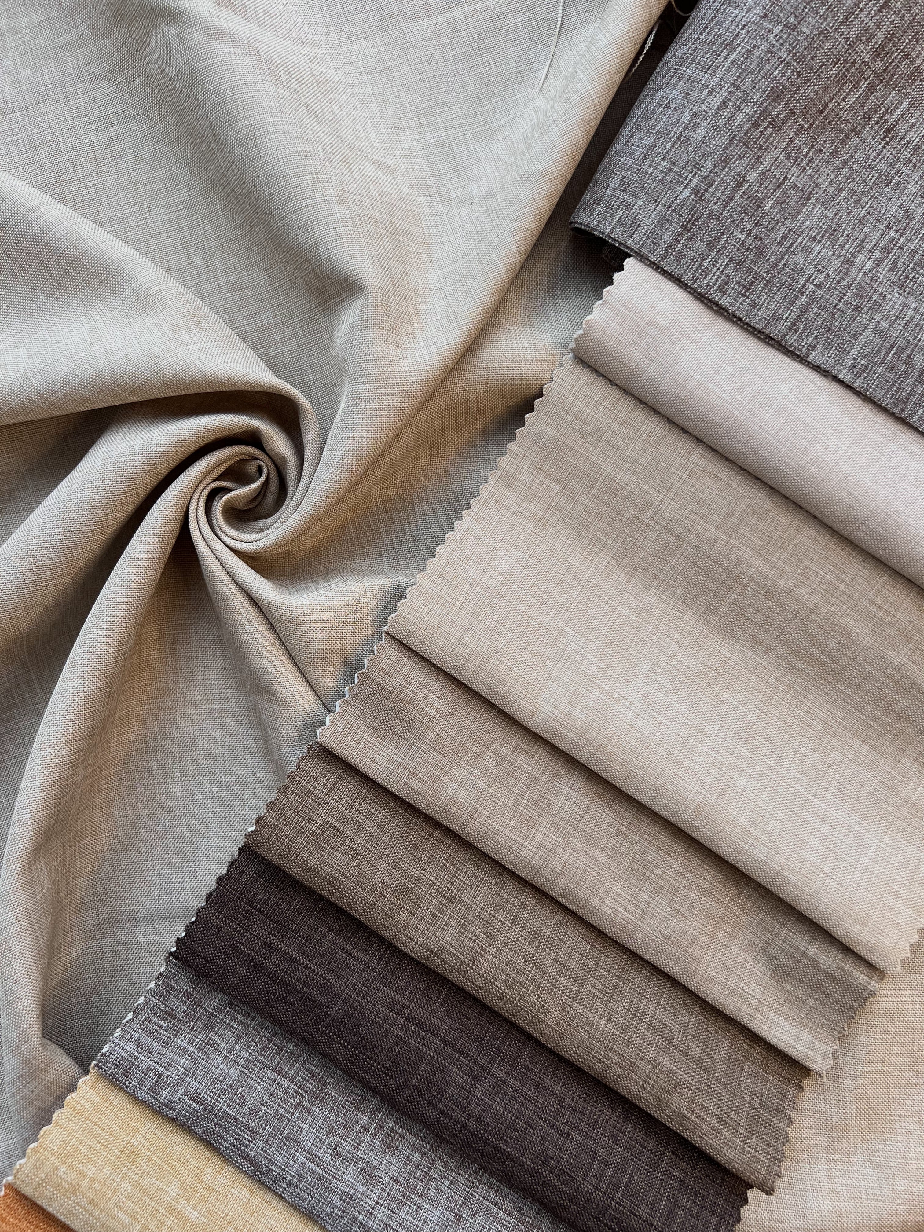 Plain linen structural curtain “Safir”, sand color
