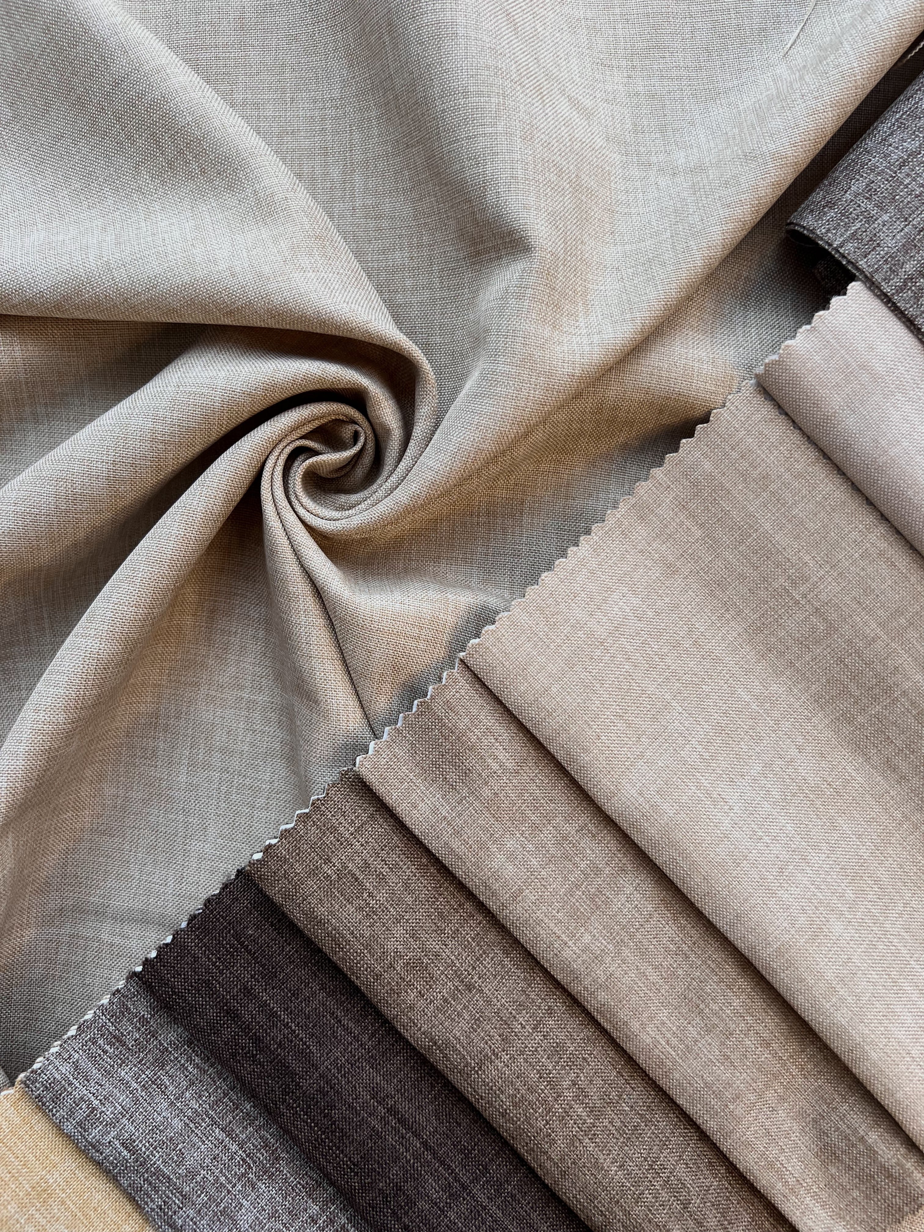 Plain linen structural curtain “Safir”, sand color