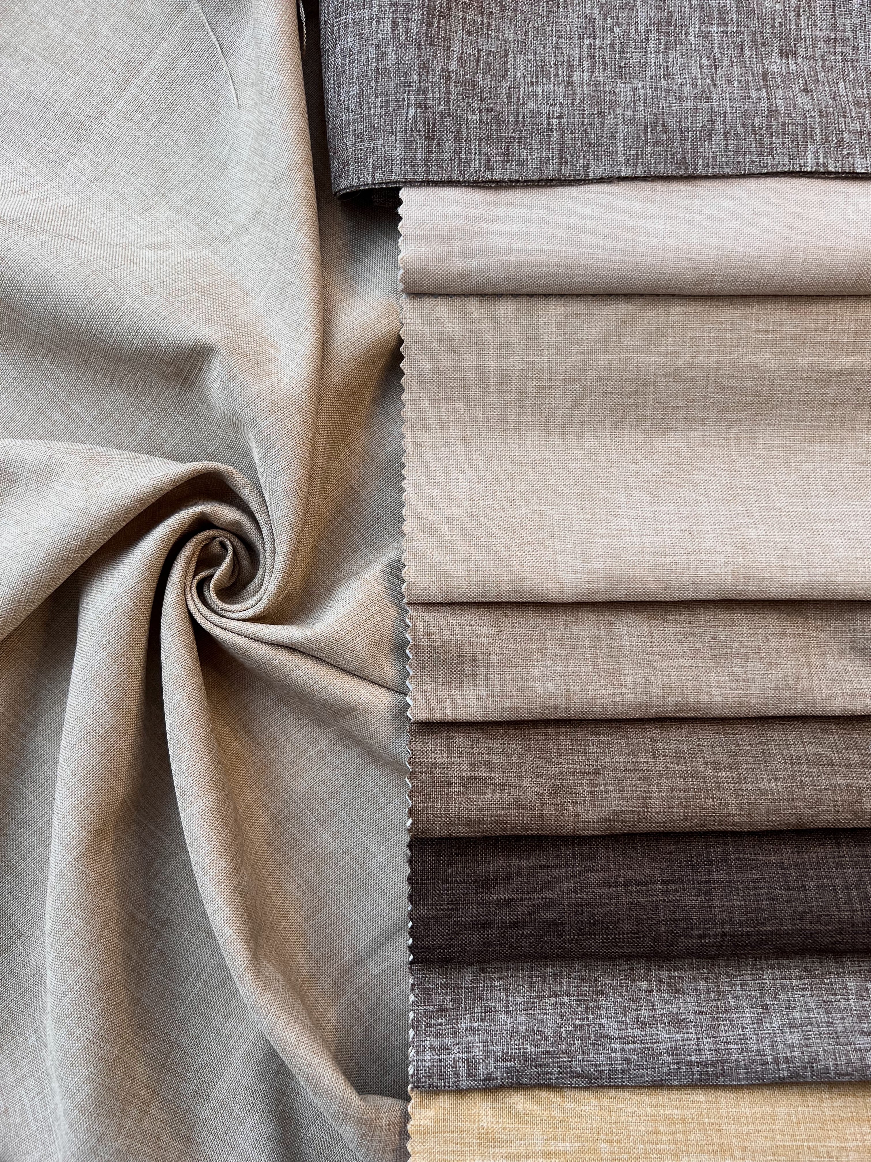Plain linen structural curtain “Safir”, sand color