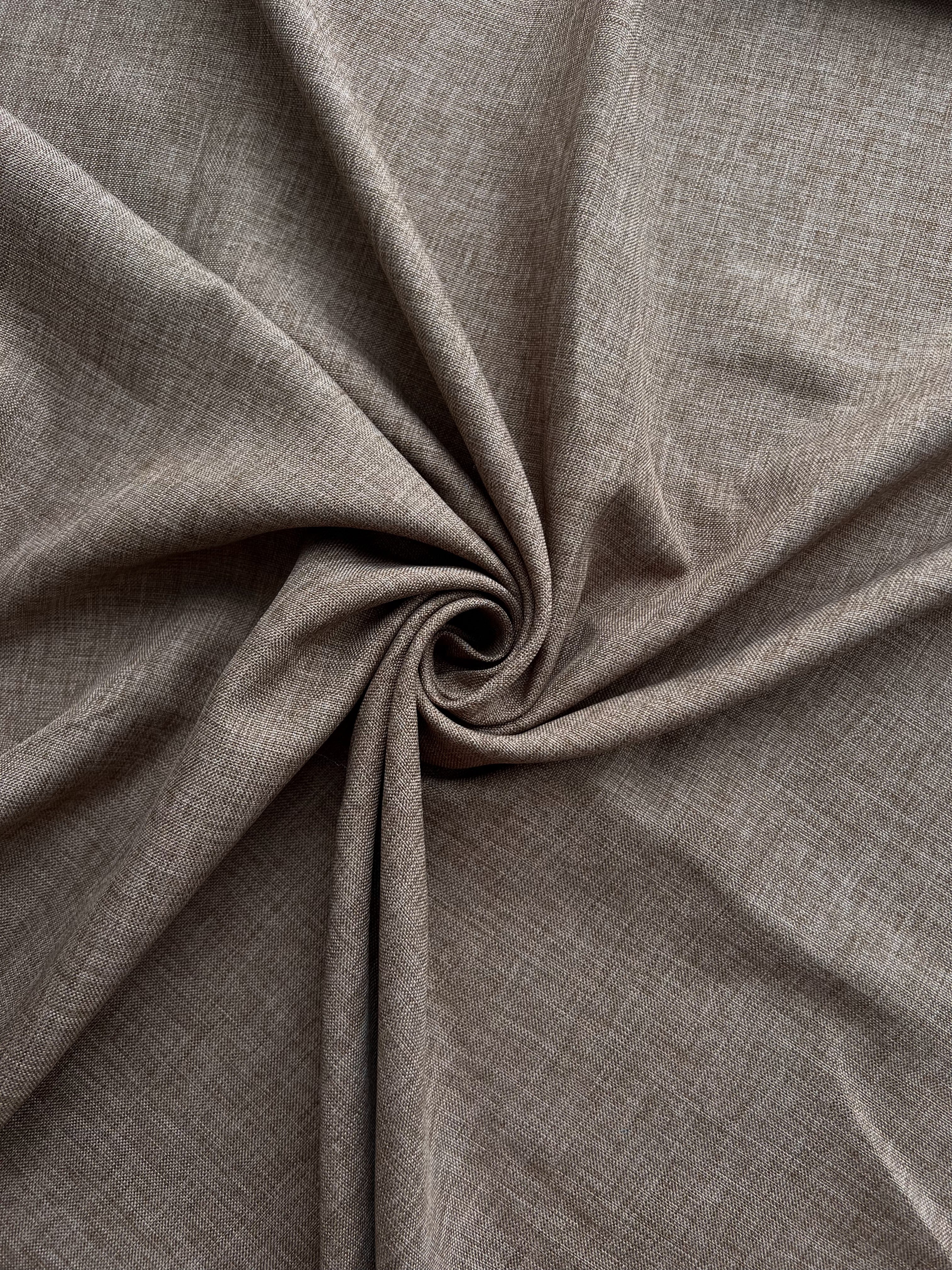 Plain linen structural curtain “Safir”, brown color