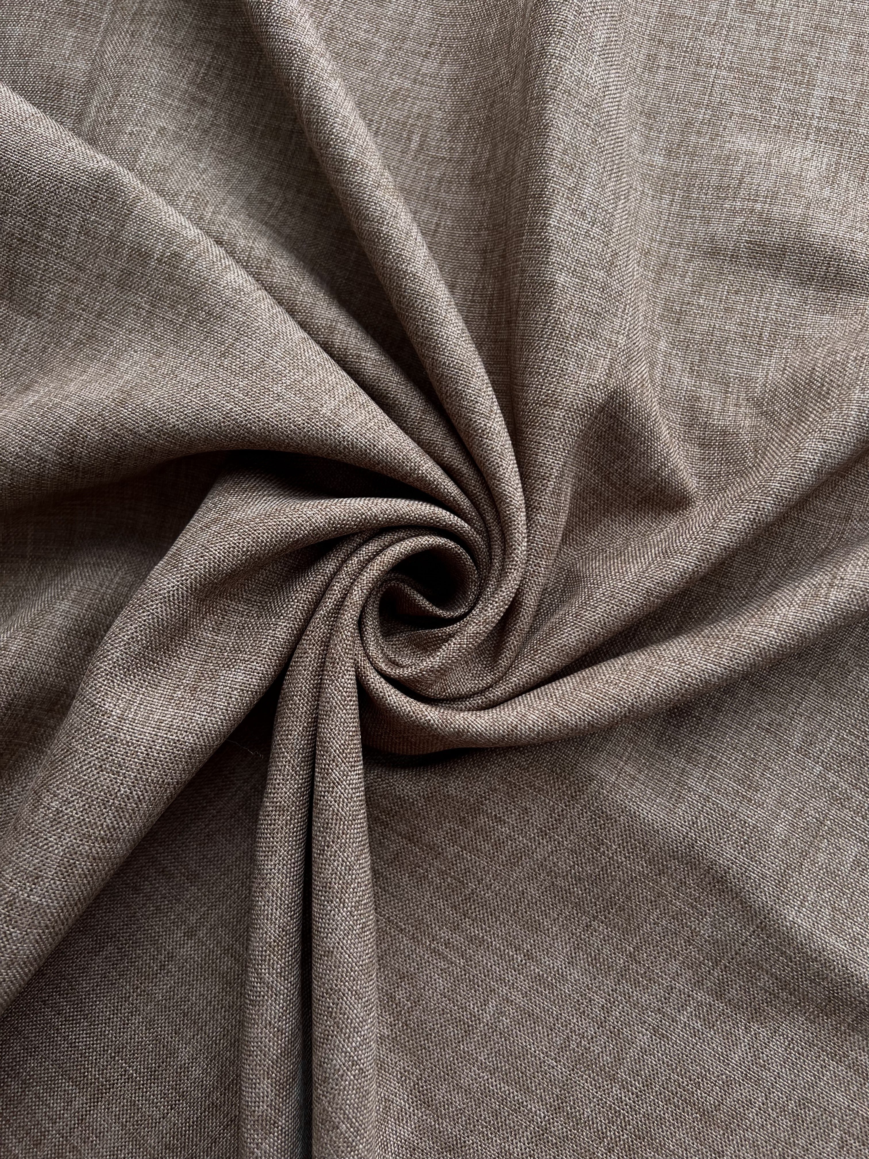 Plain linen structural curtain “Safir”, brown color