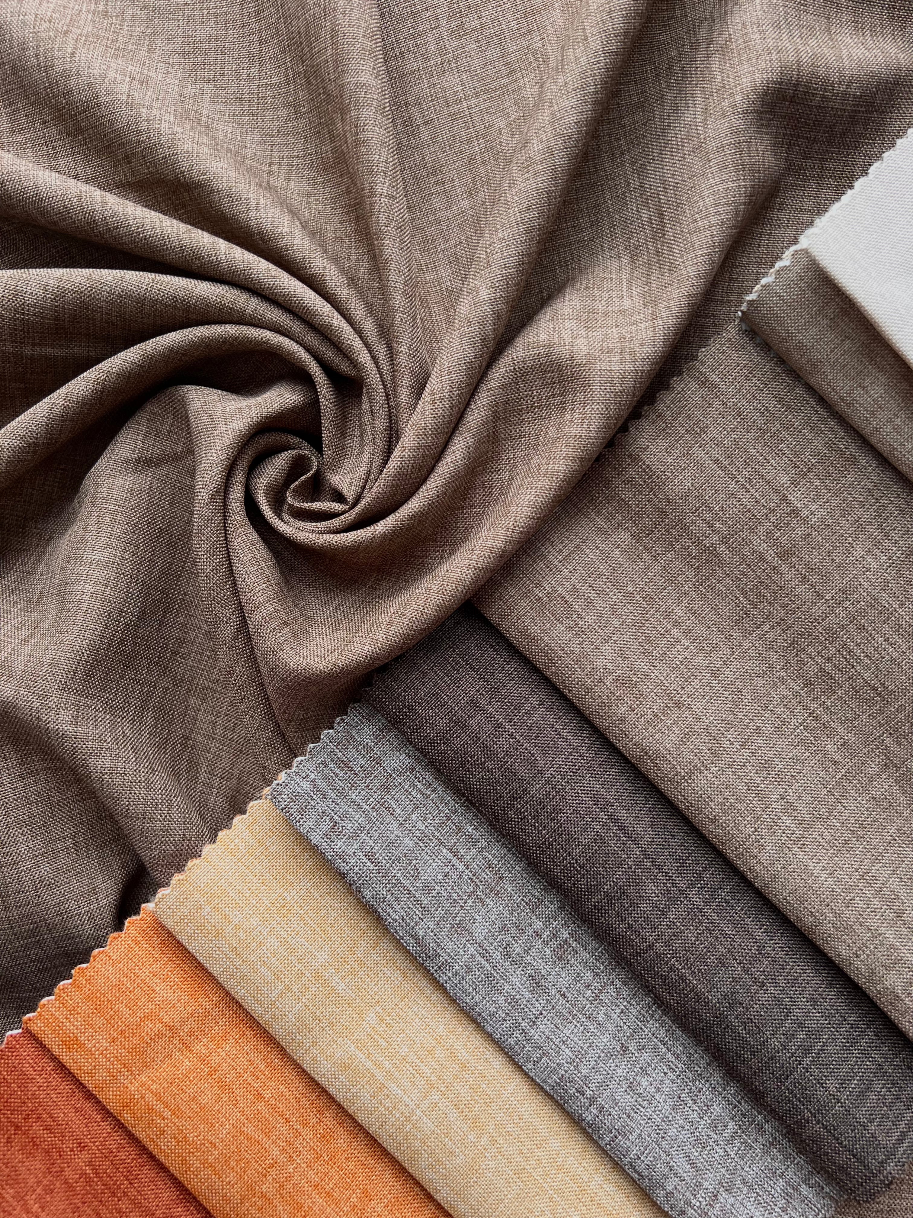 Plain linen structural curtain “Safir”, graphite color