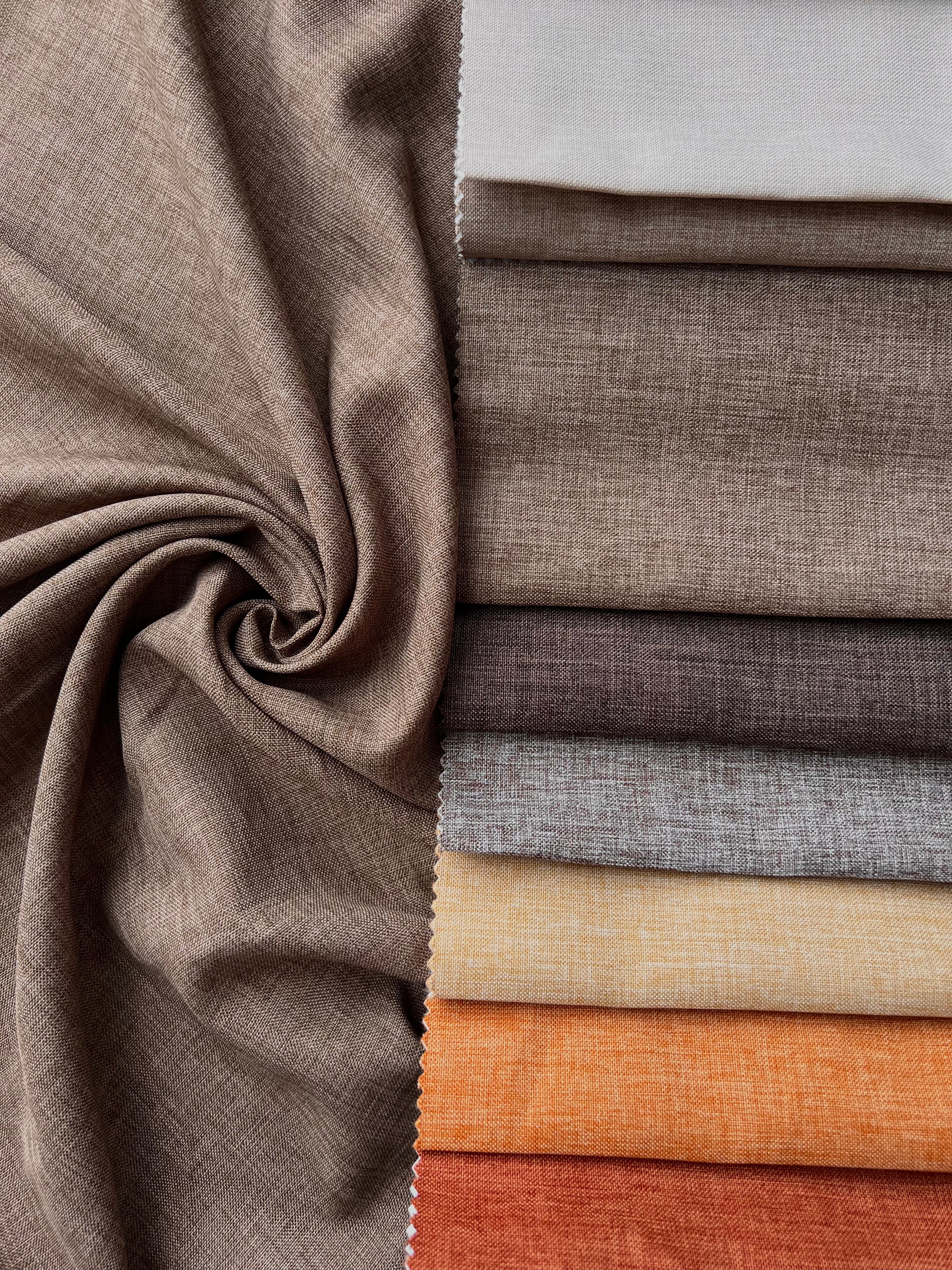 Plain linen structural curtain “Safir”, graphite color