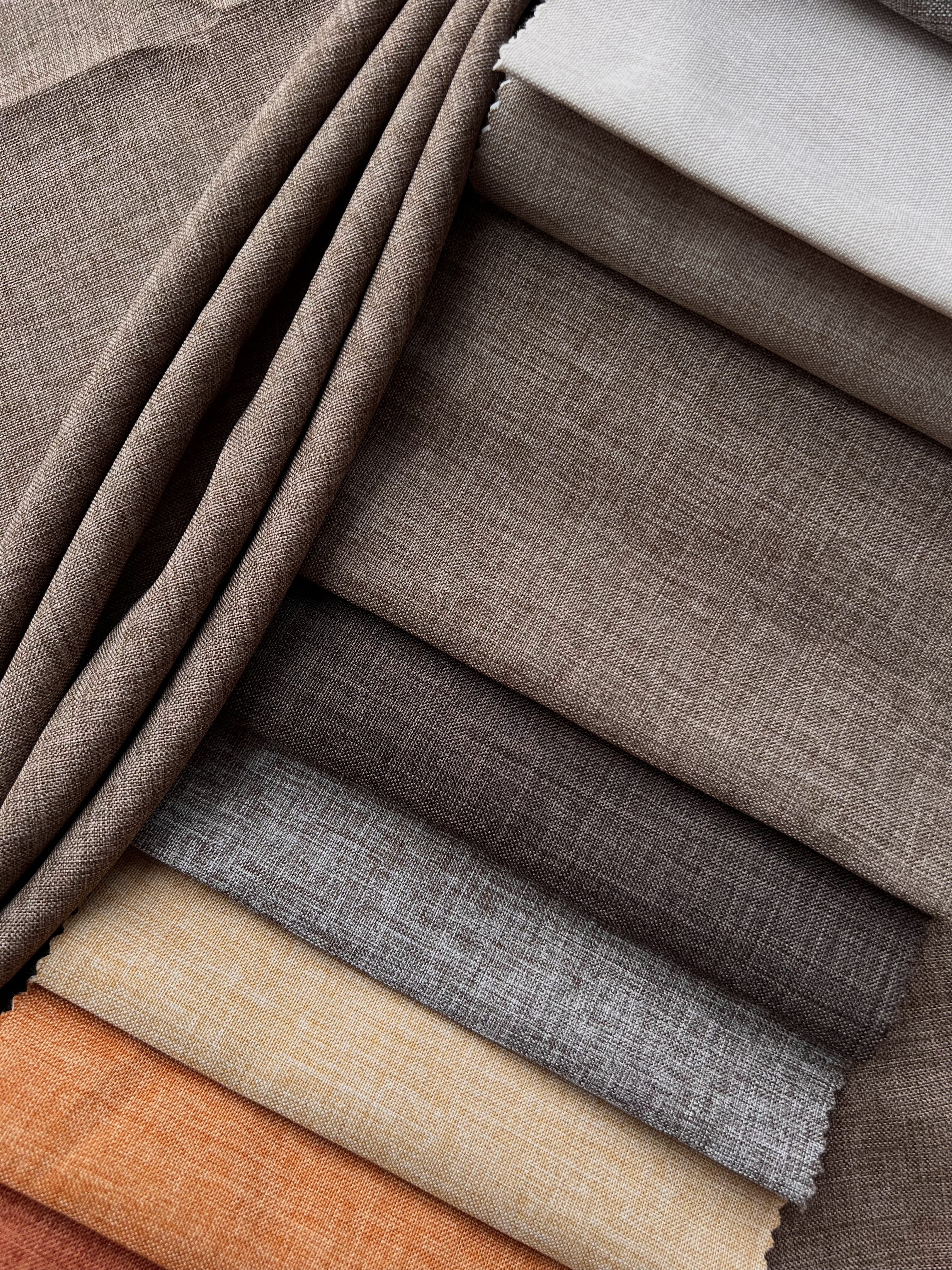 Plain linen structural curtain “Safir”, brown color