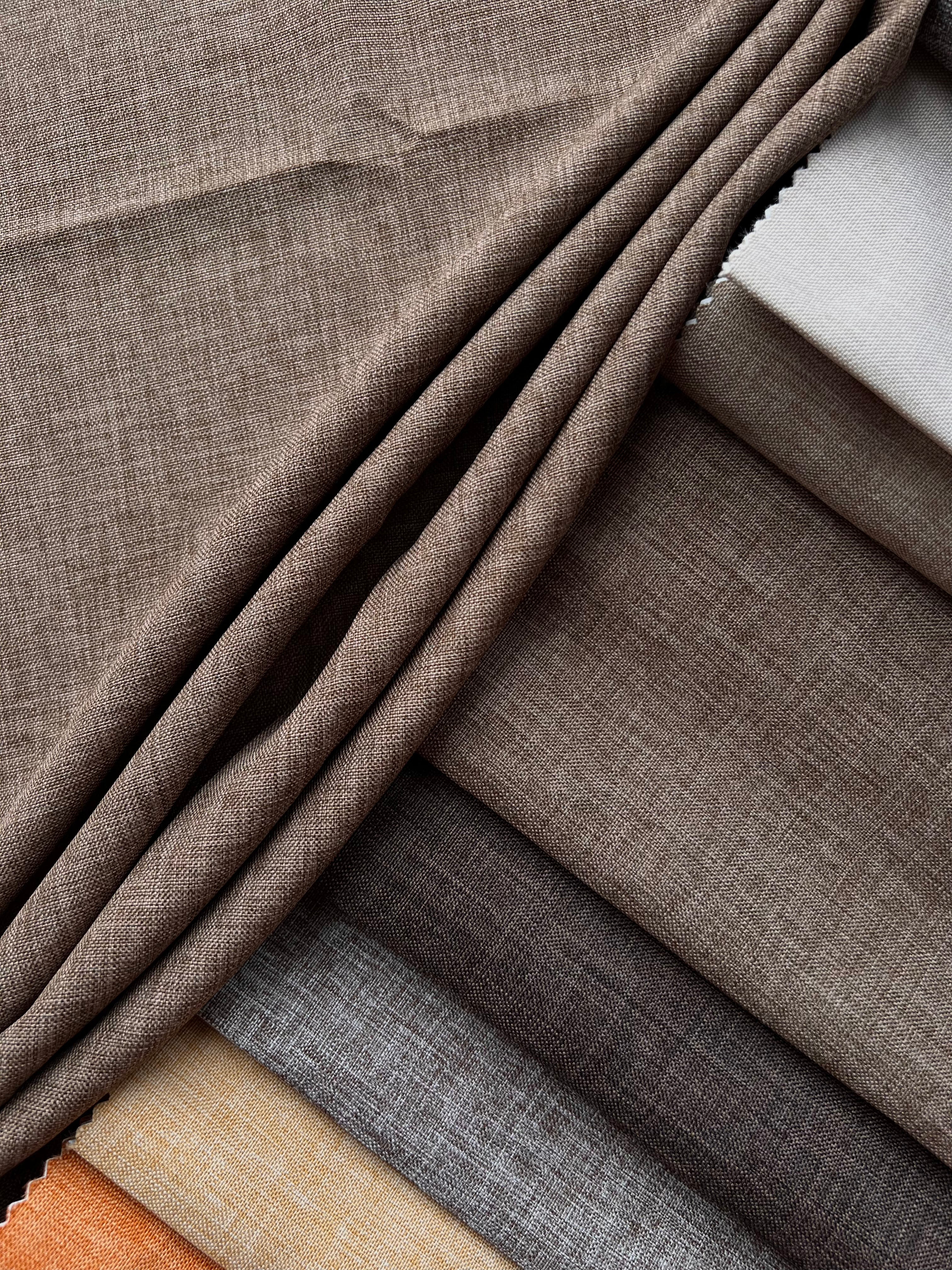 Plain linen structural curtain “Safir”, graphite color