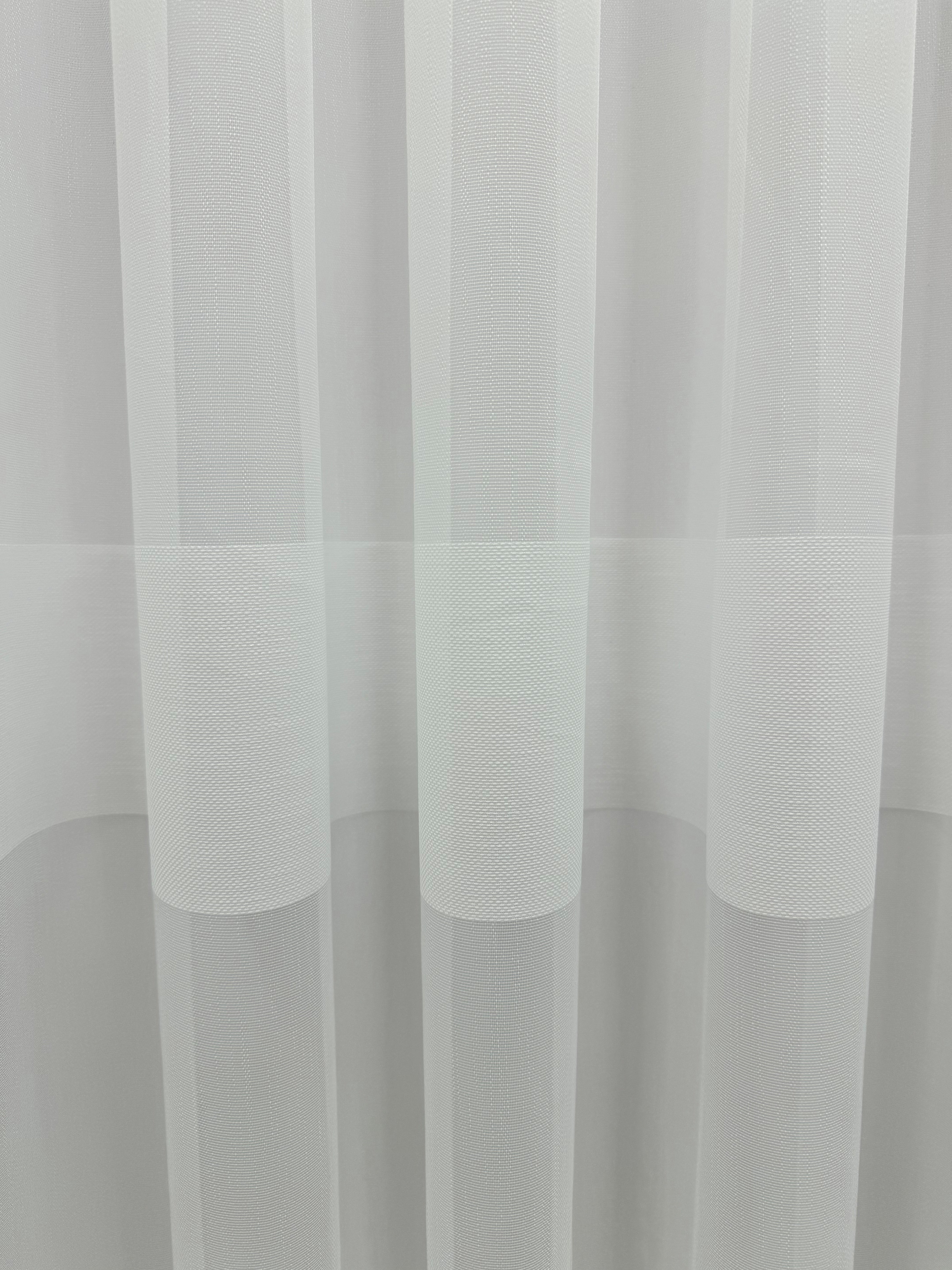 Bamboo-based sheer curtain with stripes, white color