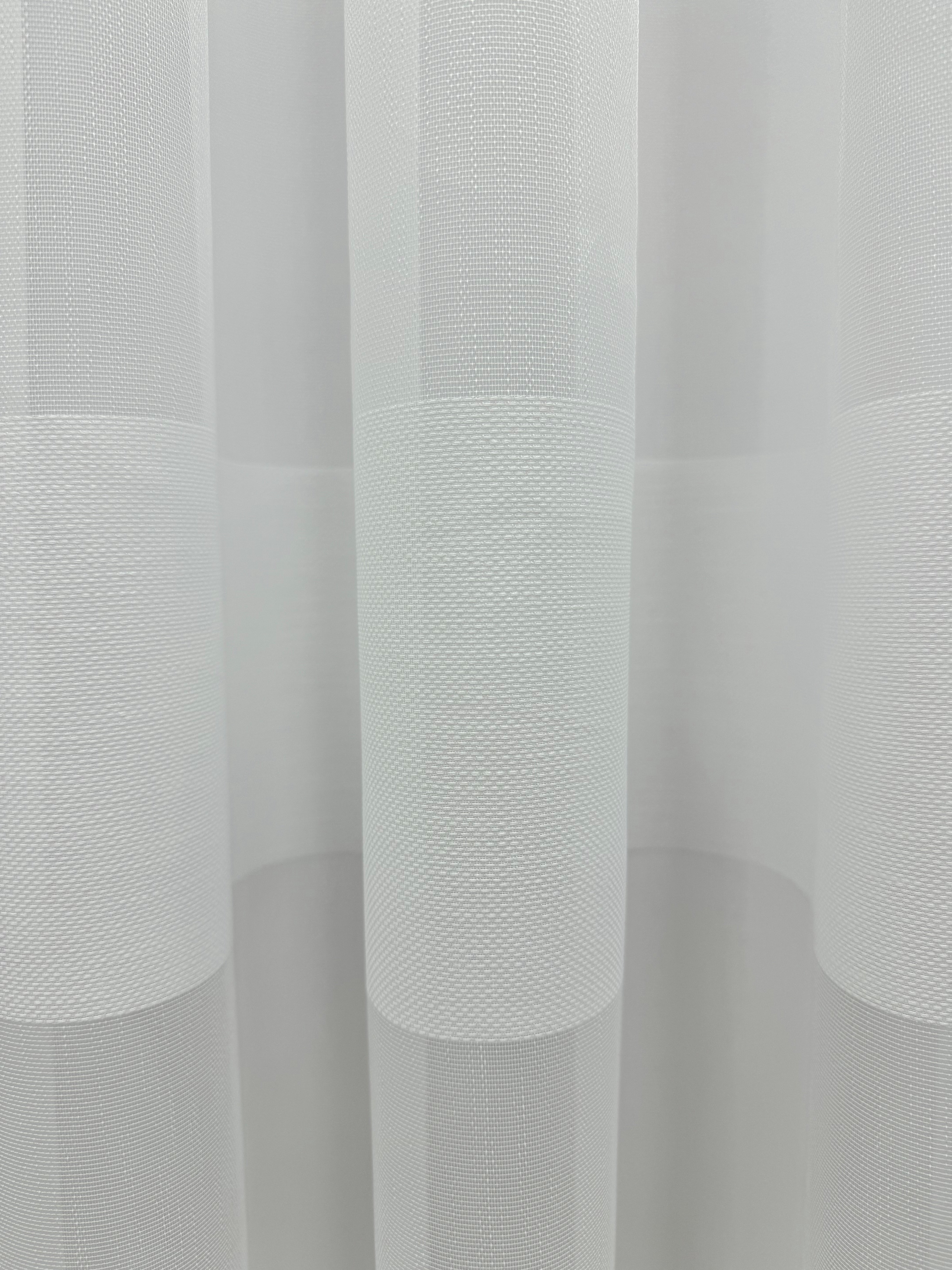 Bamboo-based sheer curtain with stripes, white color