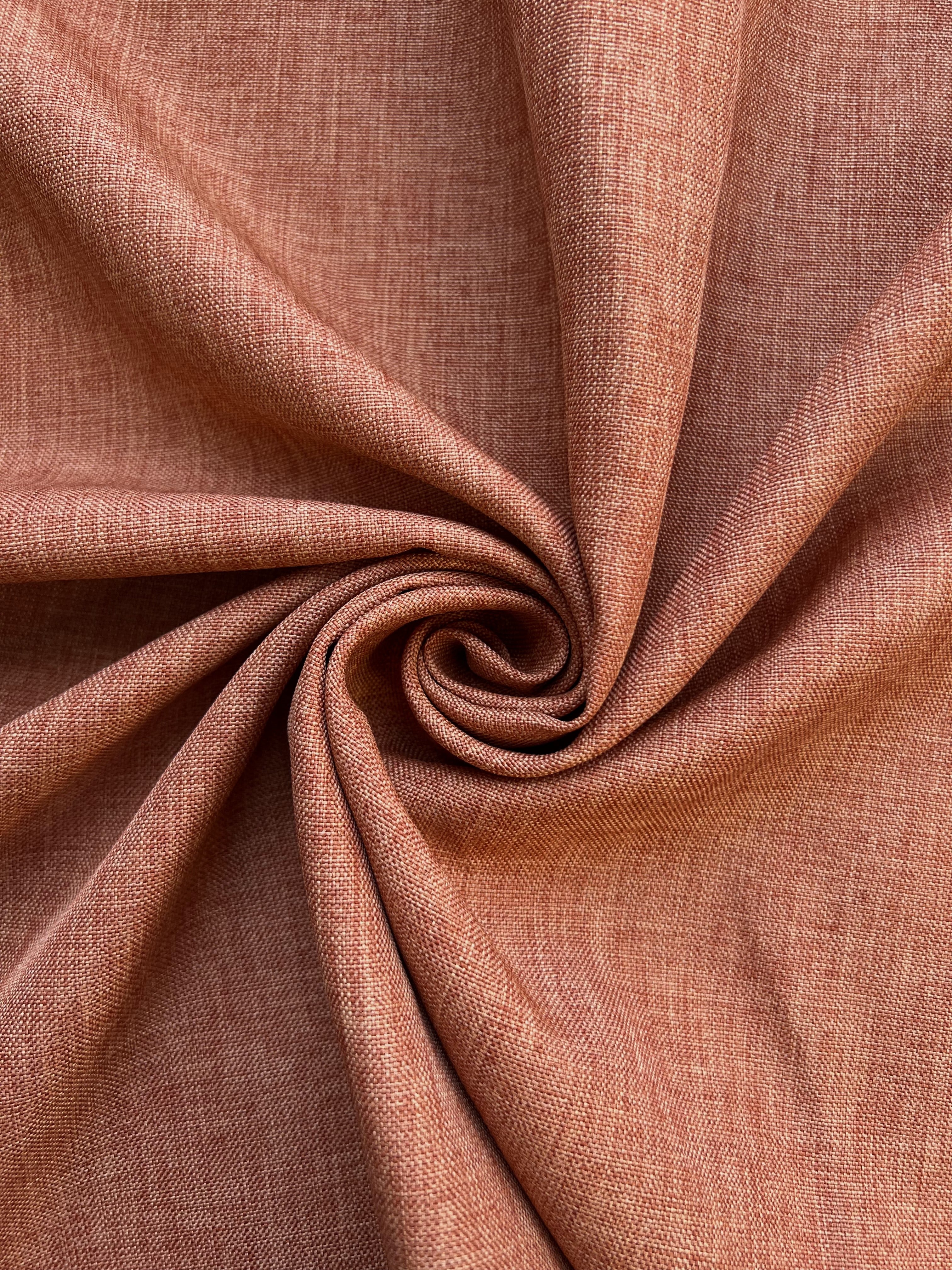 Plain linen structural curtain “Safir”, terracotta color