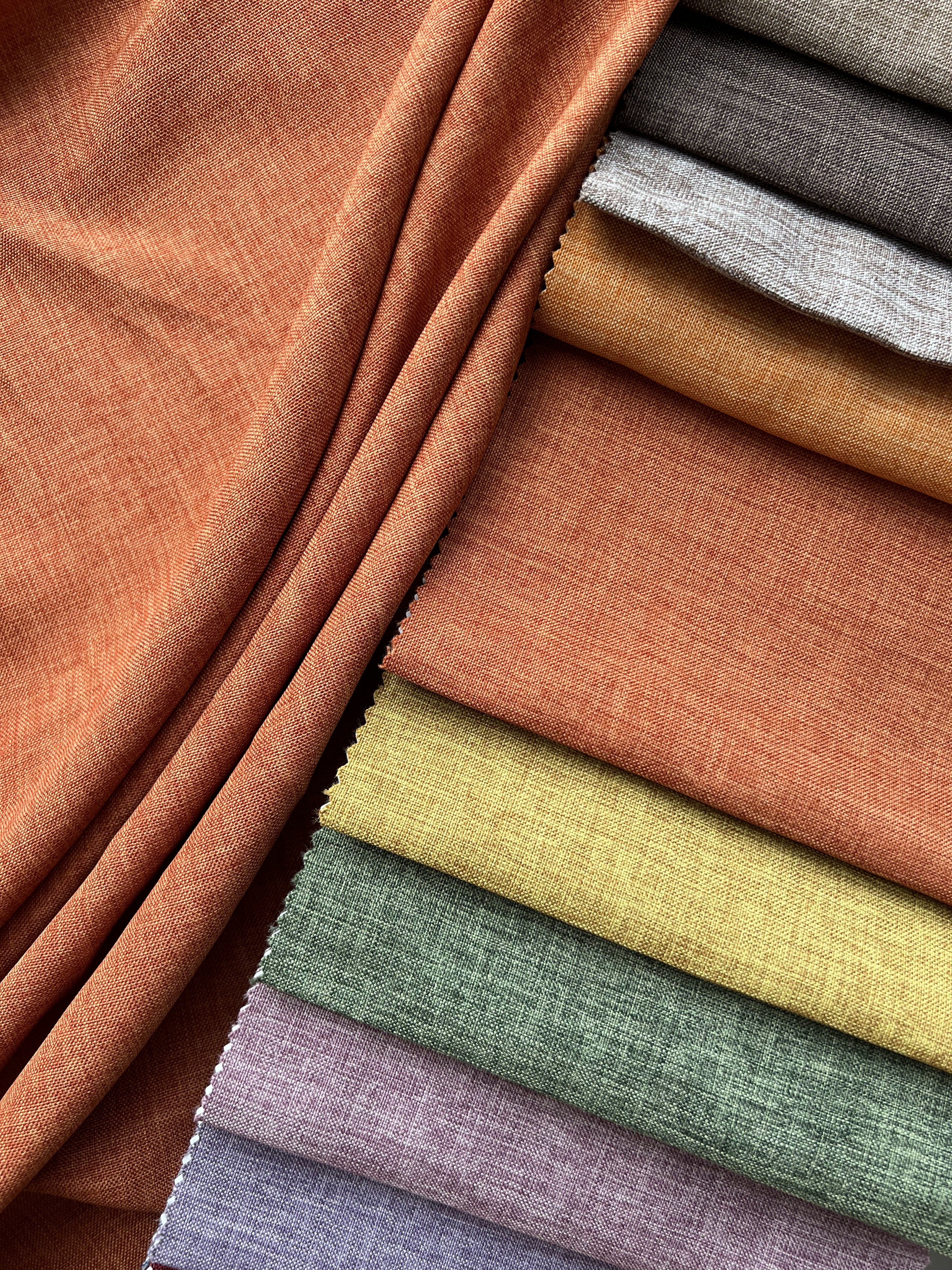 Plain linen structural curtain “Safir”, terracotta color