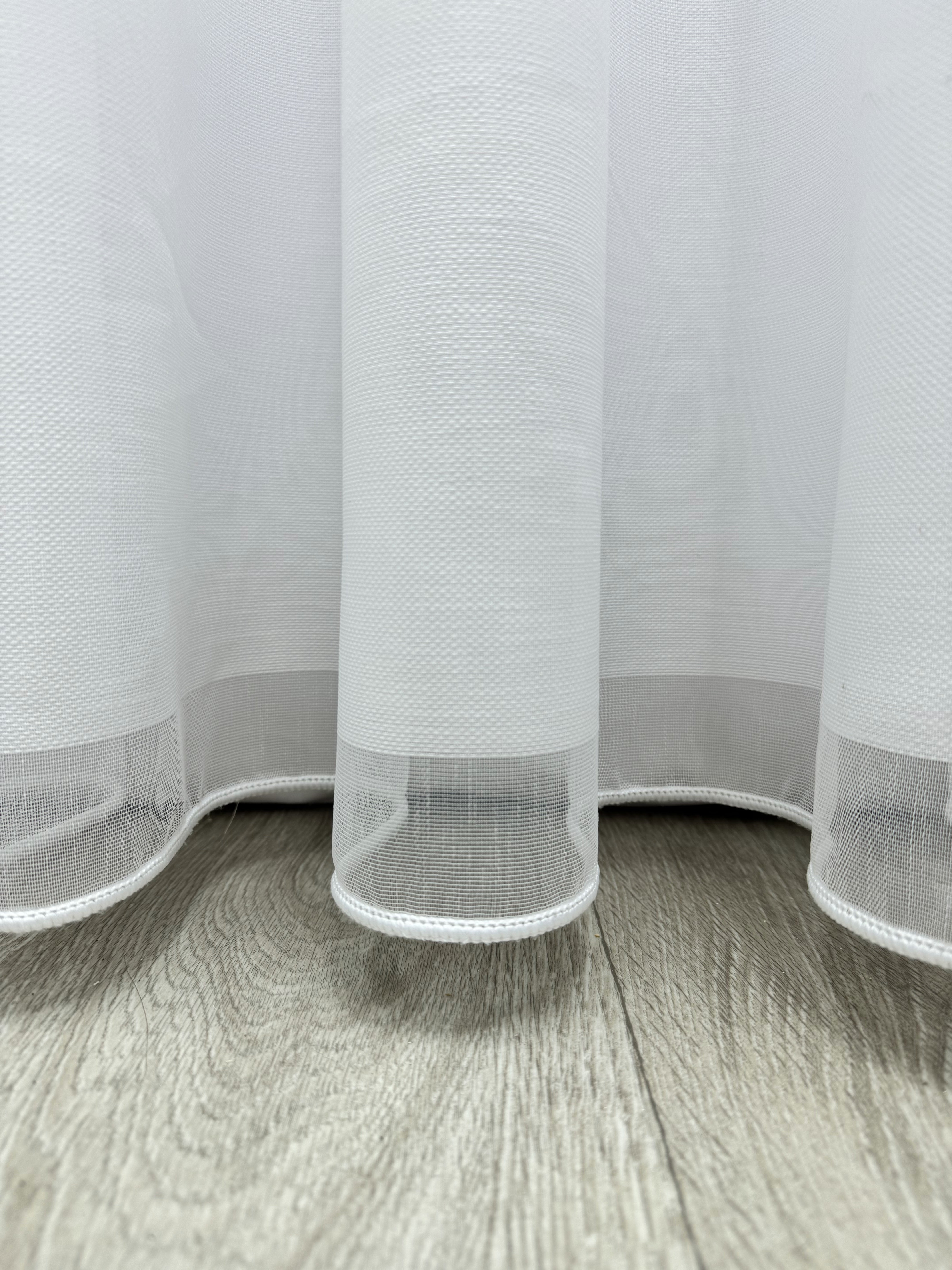 Bamboo-based sheer curtain with stripes, white color