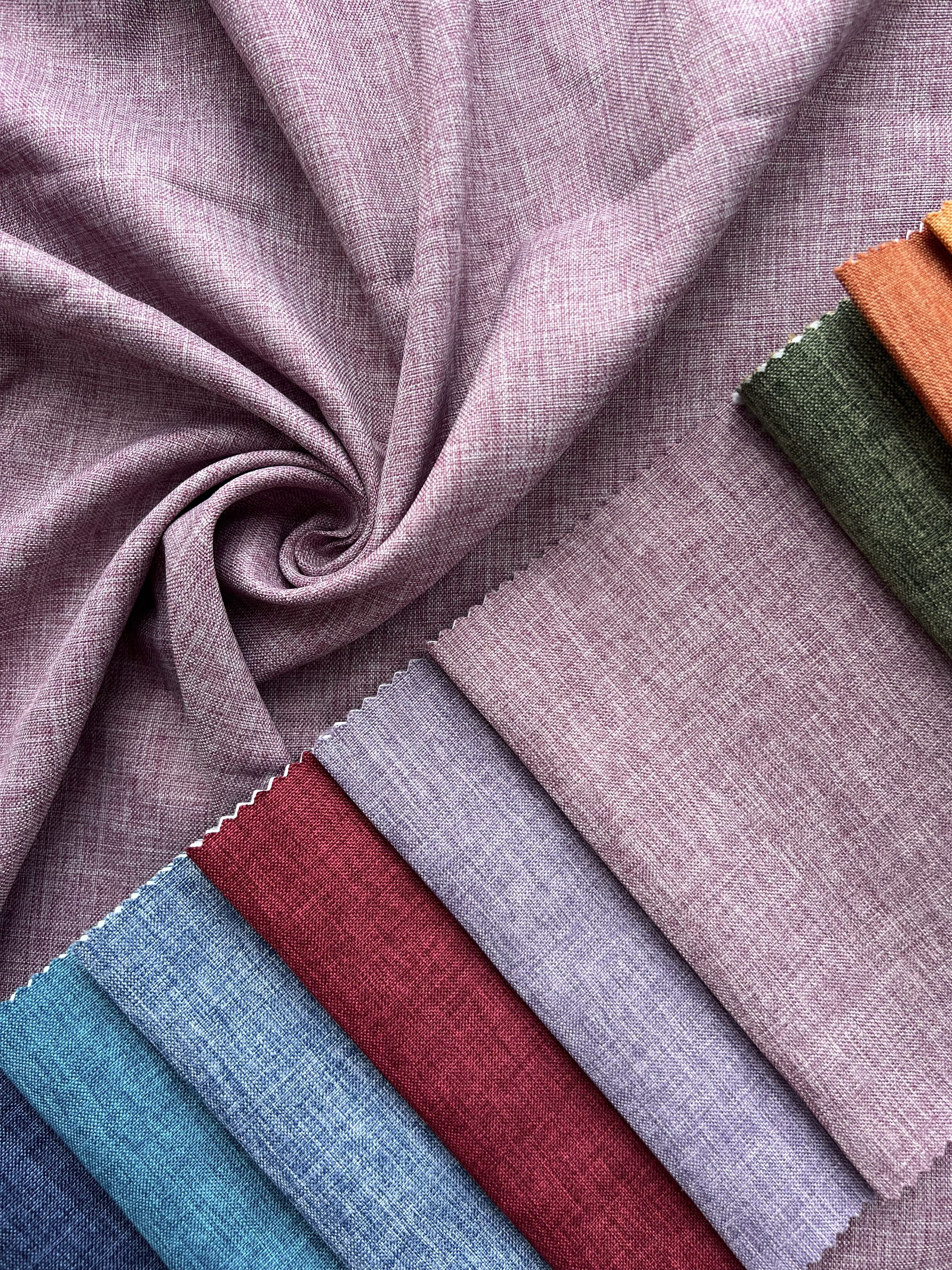 Plain linen structural curtain “Safir”, pink color