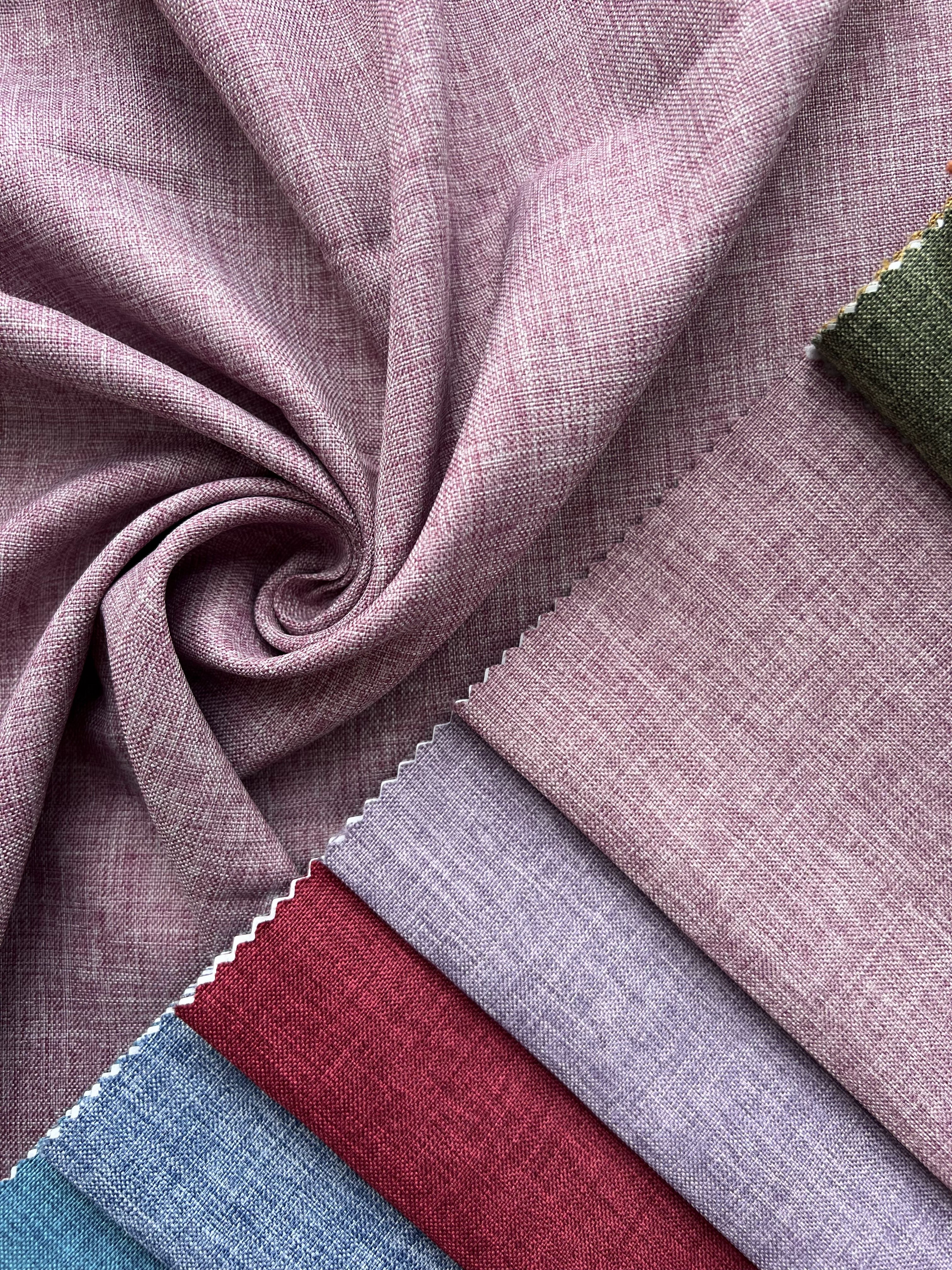 Plain linen structural curtain “Safir”, pink color