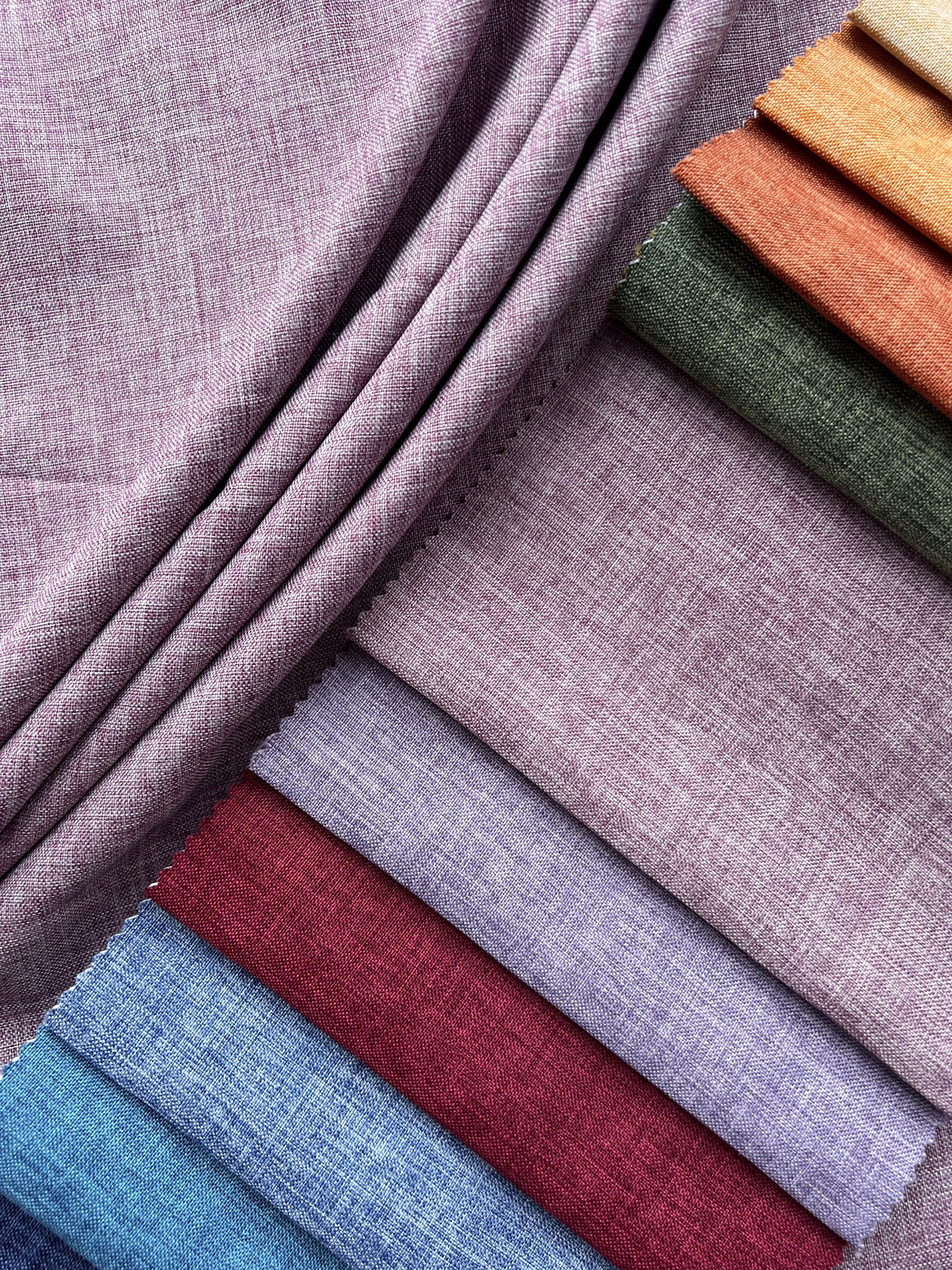 Plain linen structural curtain “Safir”, pink color