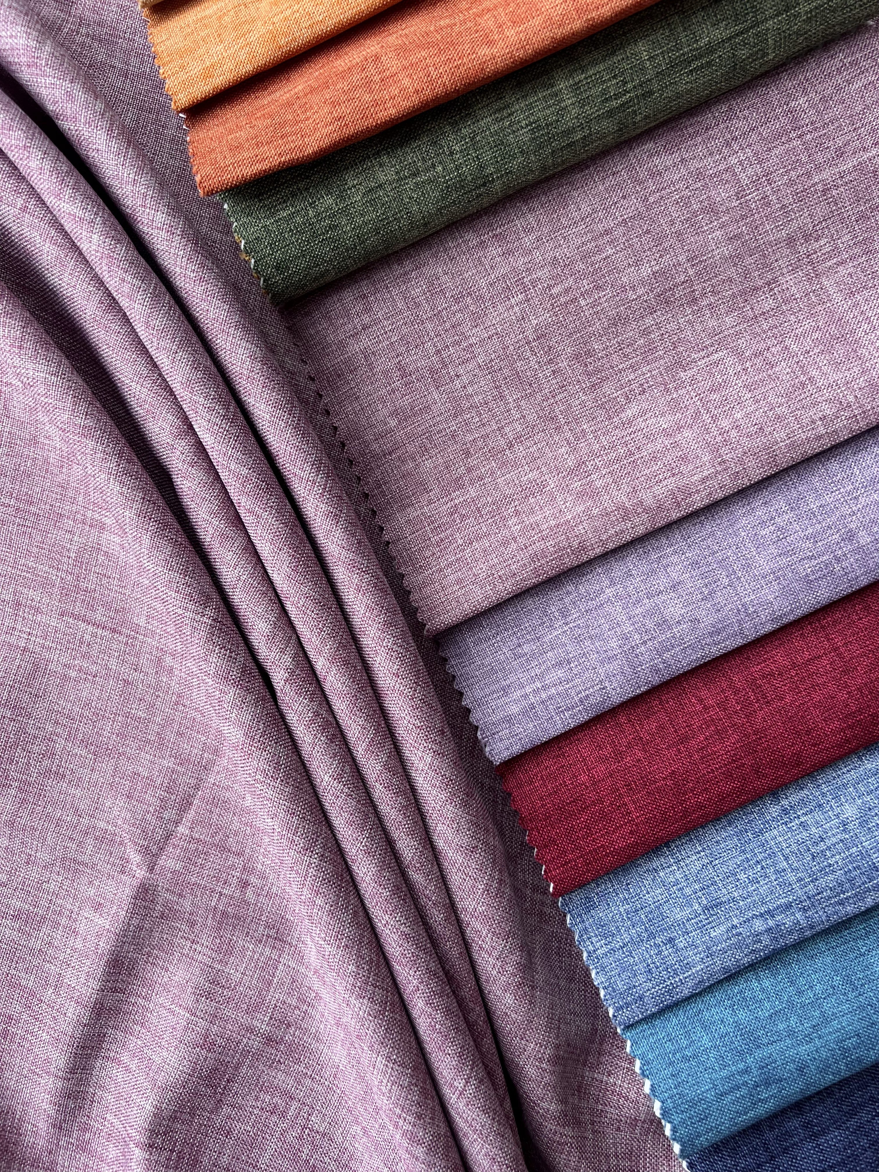 Plain linen structural curtain “Safir”, pink color