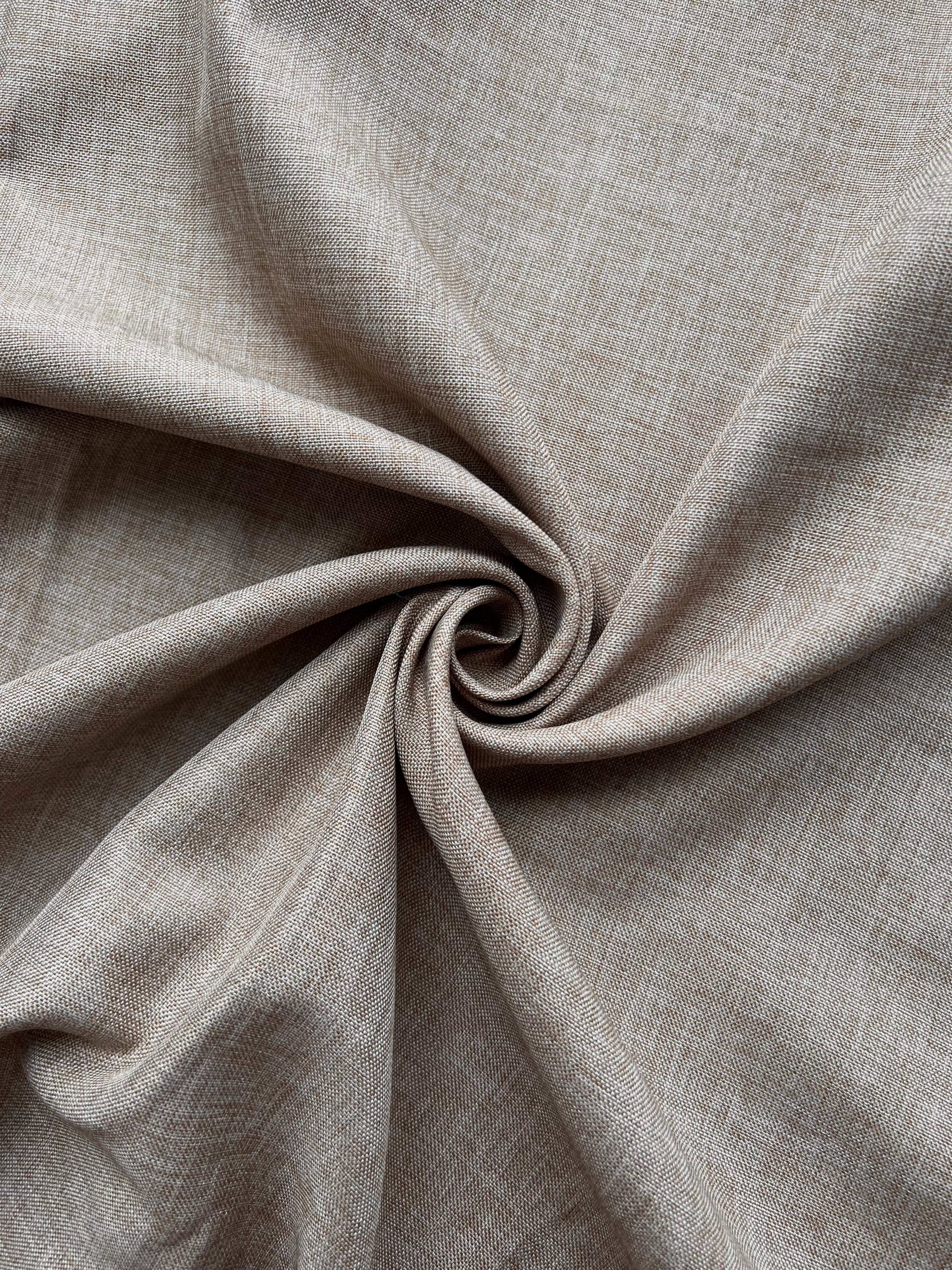 Plain linen structural curtain “Safir”, cappuccino color