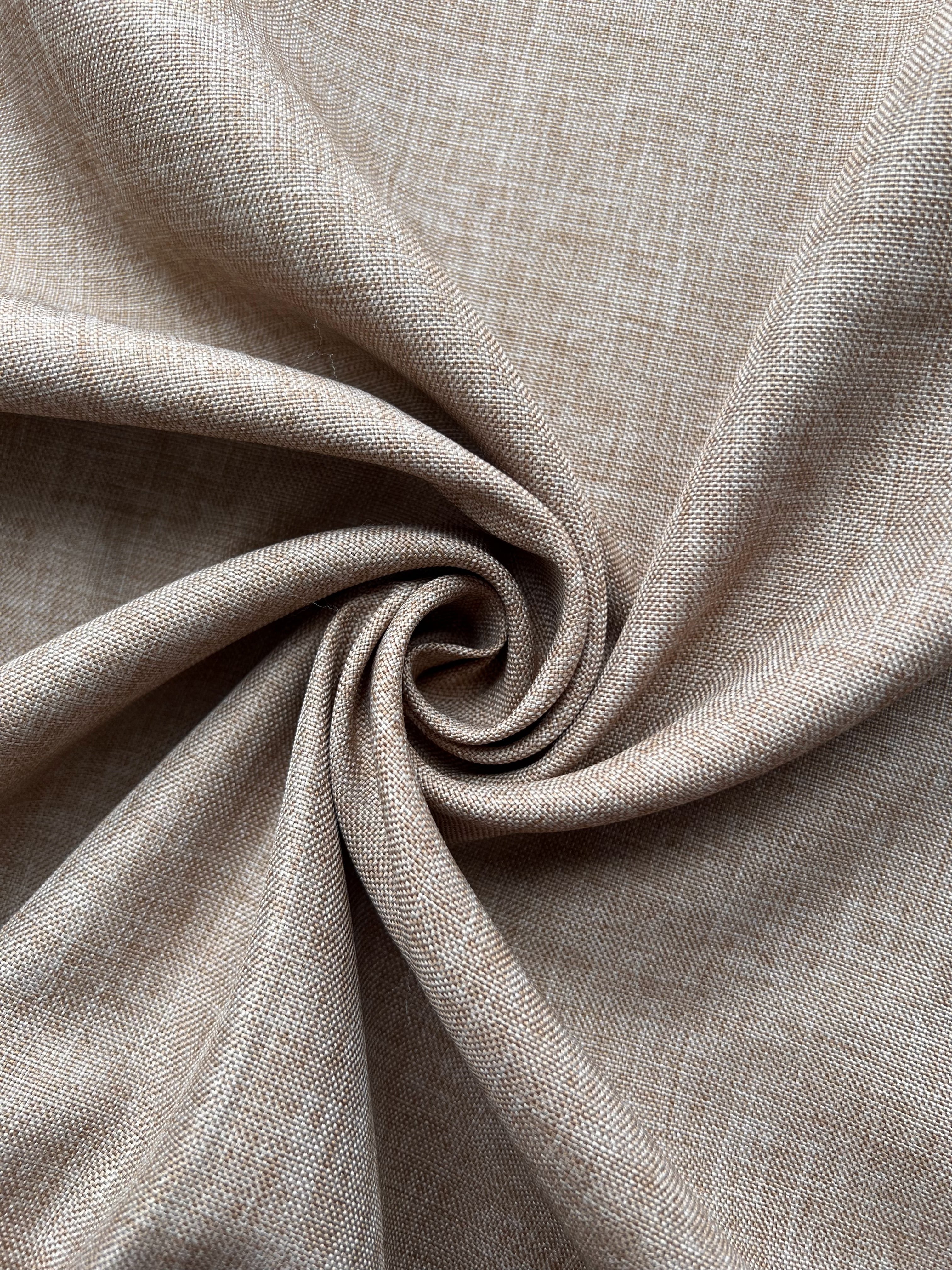 Plain linen structural curtain “Safir”, cappuccino color