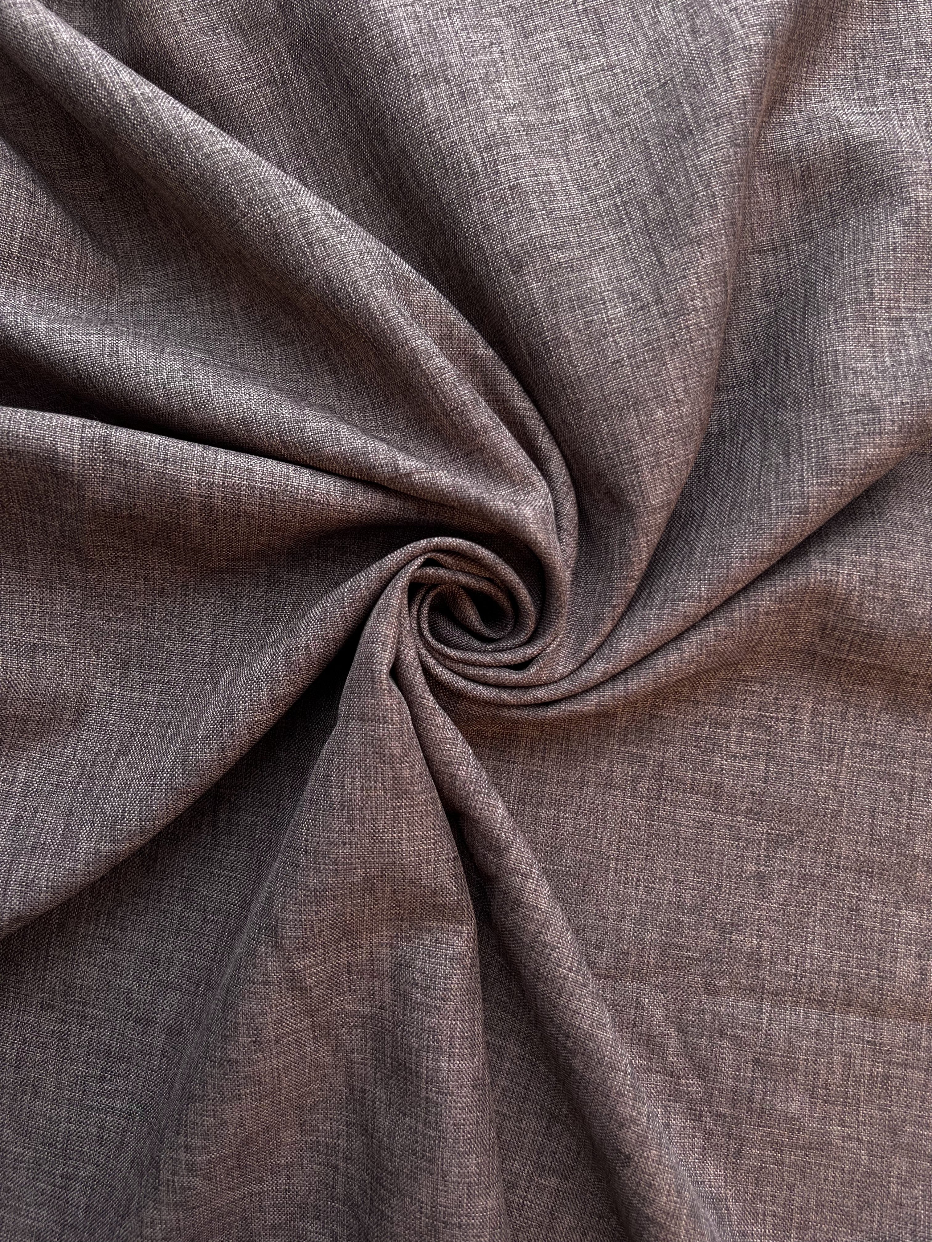 Plain linen structural curtain “Safir”, dark brown color