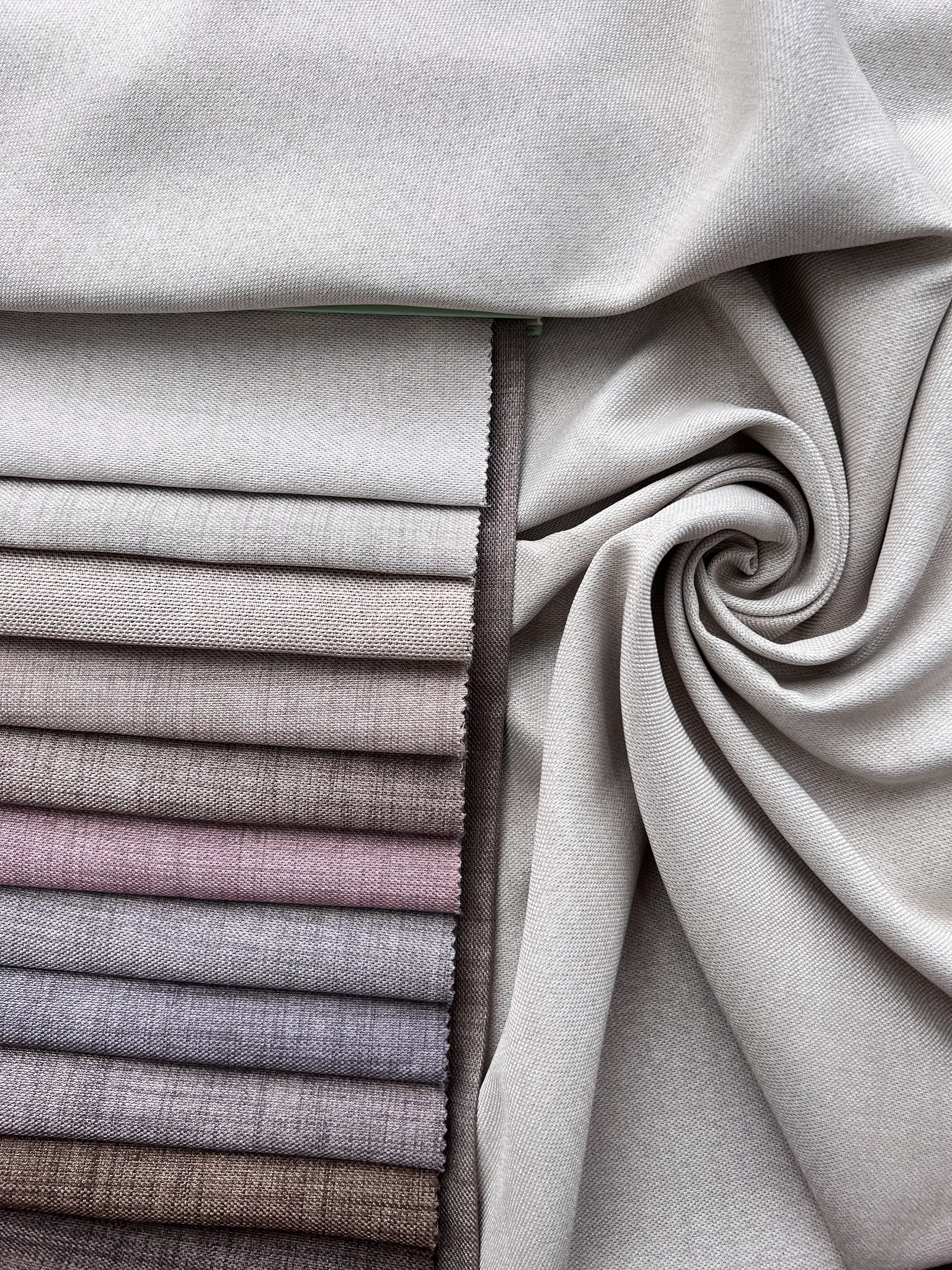 Plain linen curtain with blackout lining, milk color