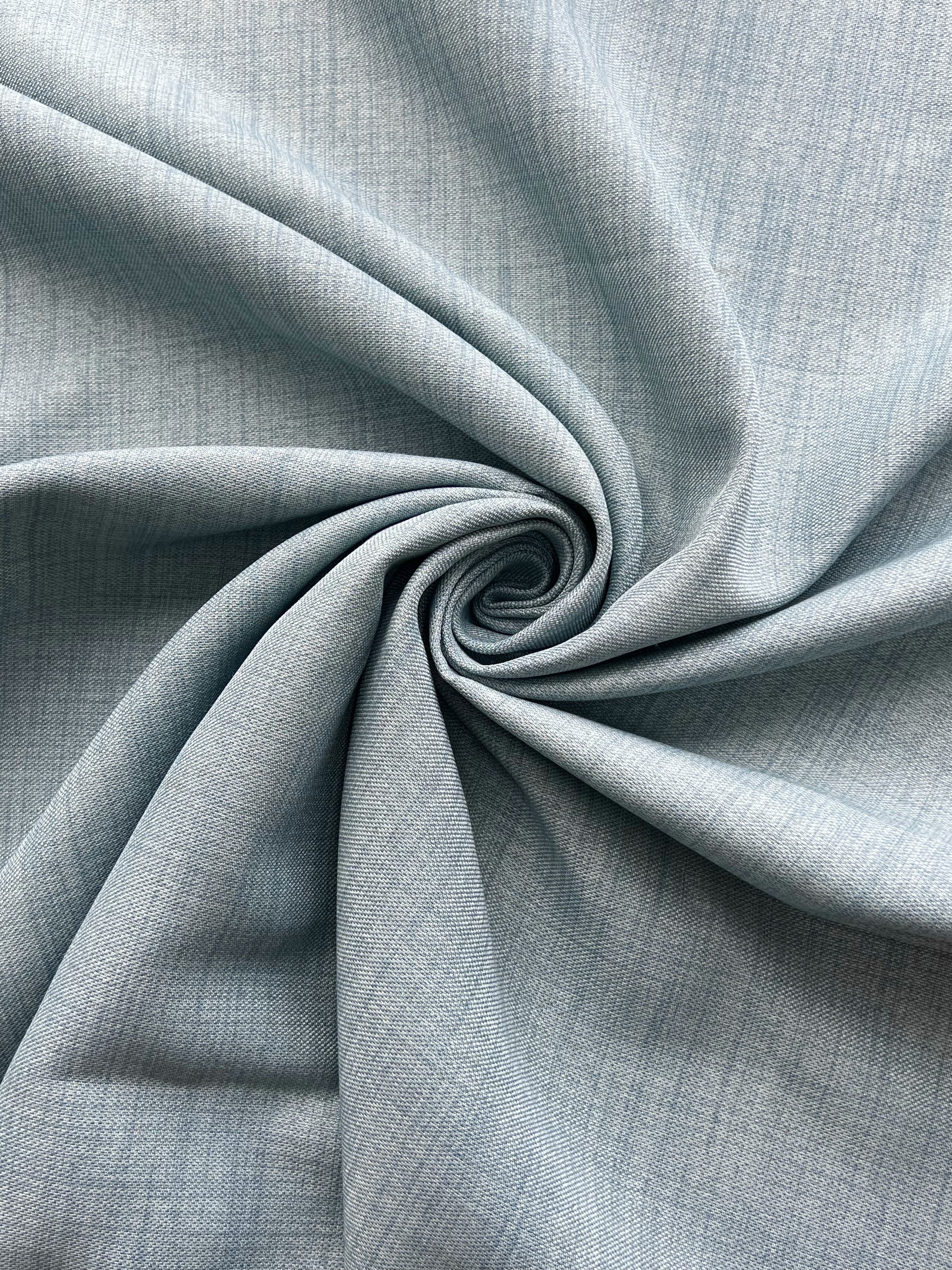 Plain linen curtain with blackout lining, light blue color