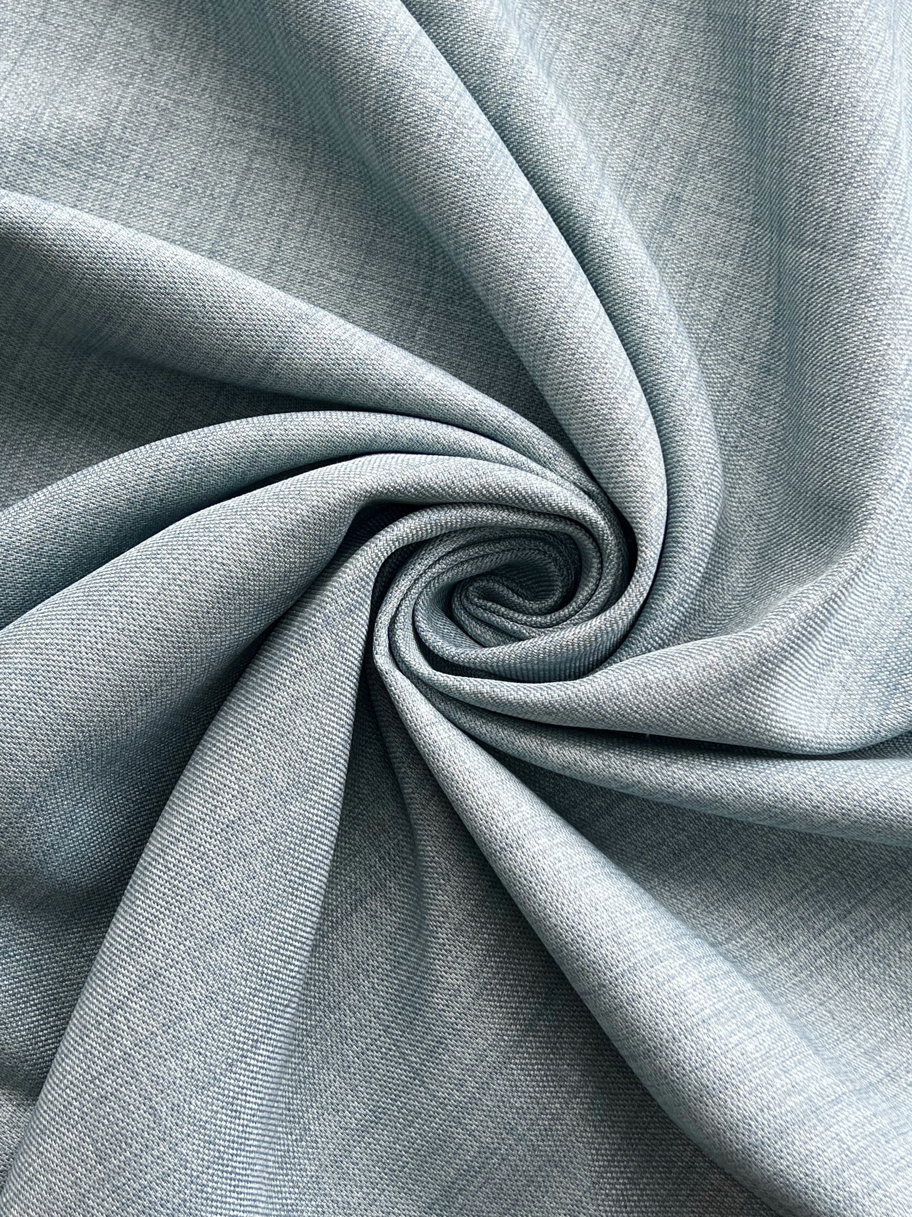 Plain linen curtain with blackout lining, light blue color