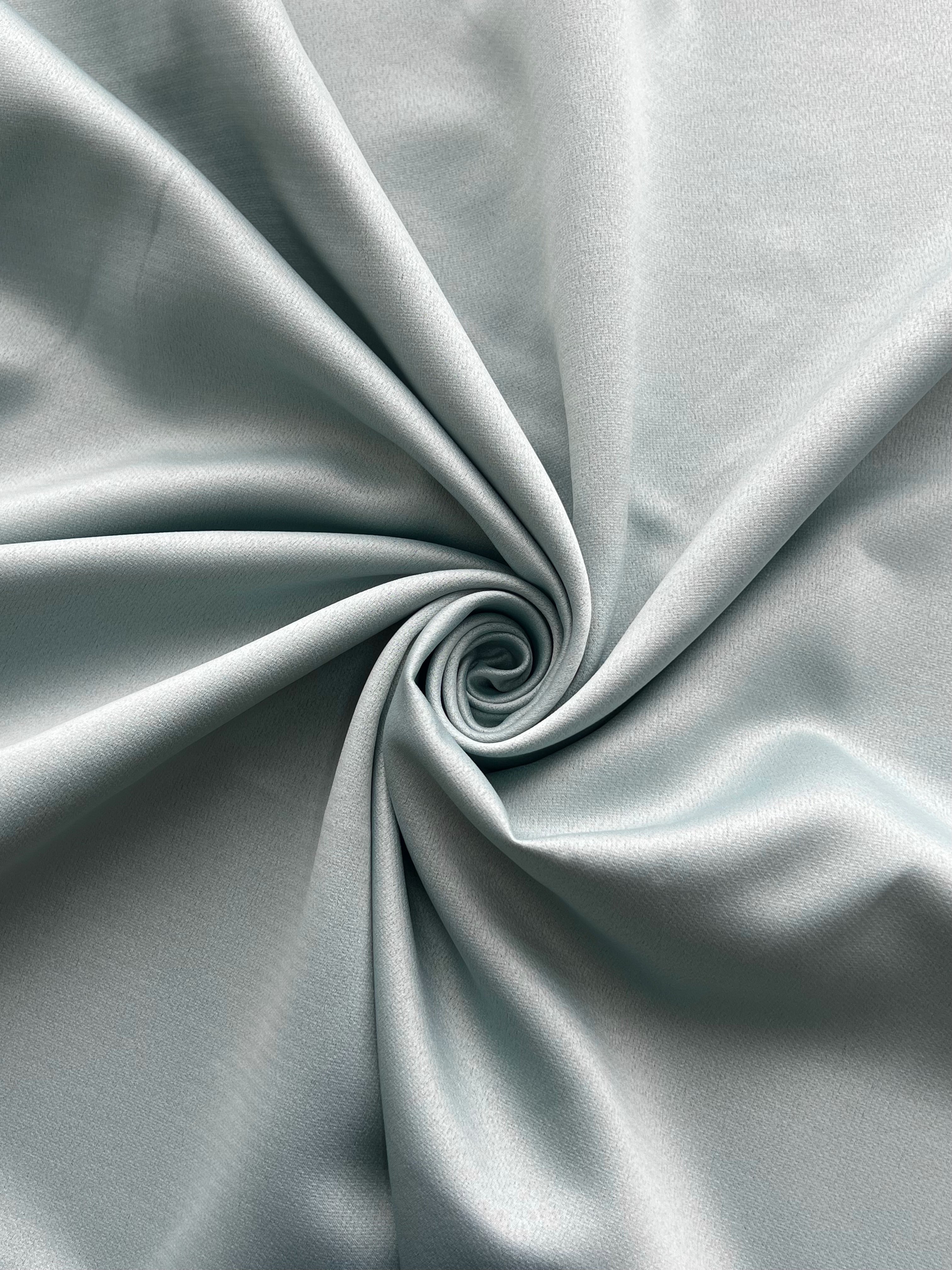 Plain linen curtain with blackout lining, light blue color