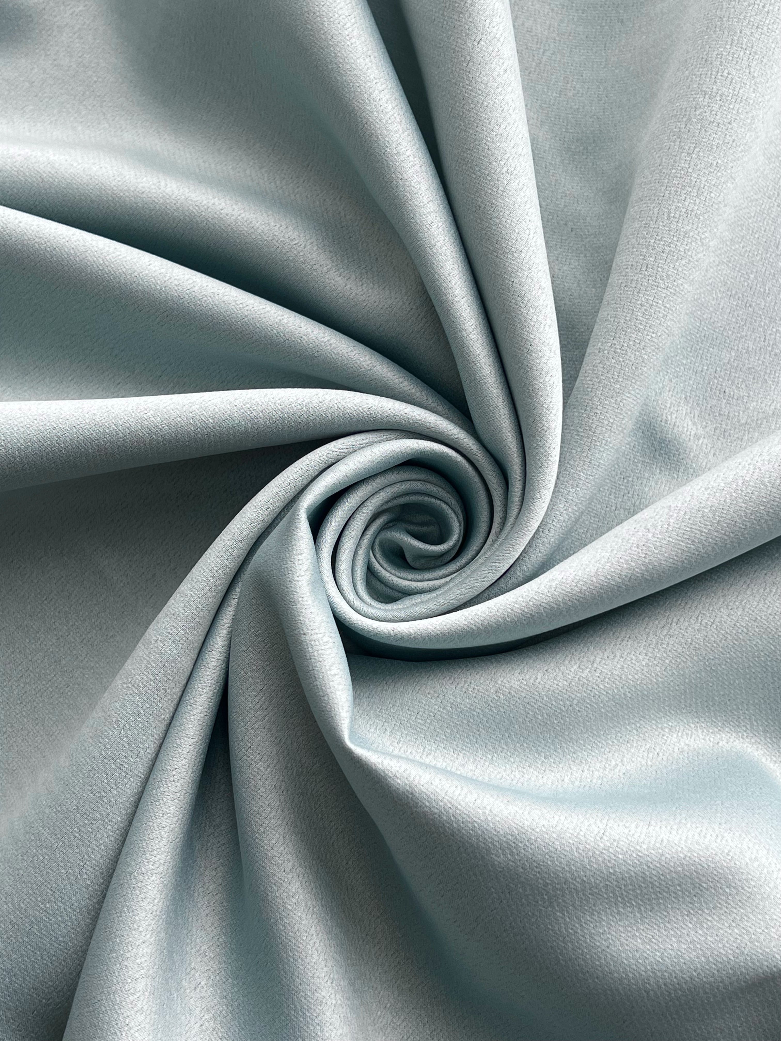 Plain linen curtain with blackout lining, light blue color