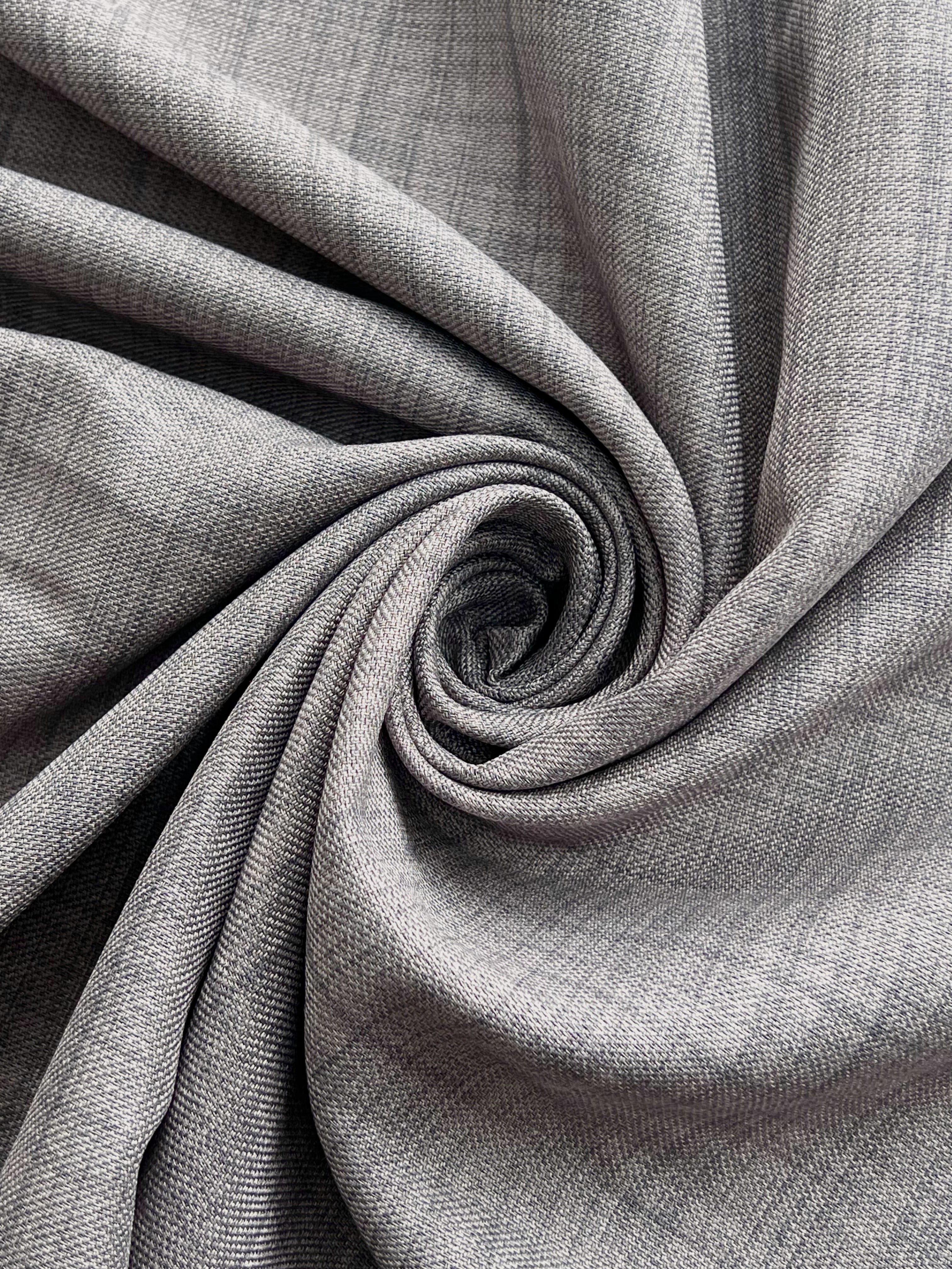 Plain linen curtain with blackout lining, light gray color