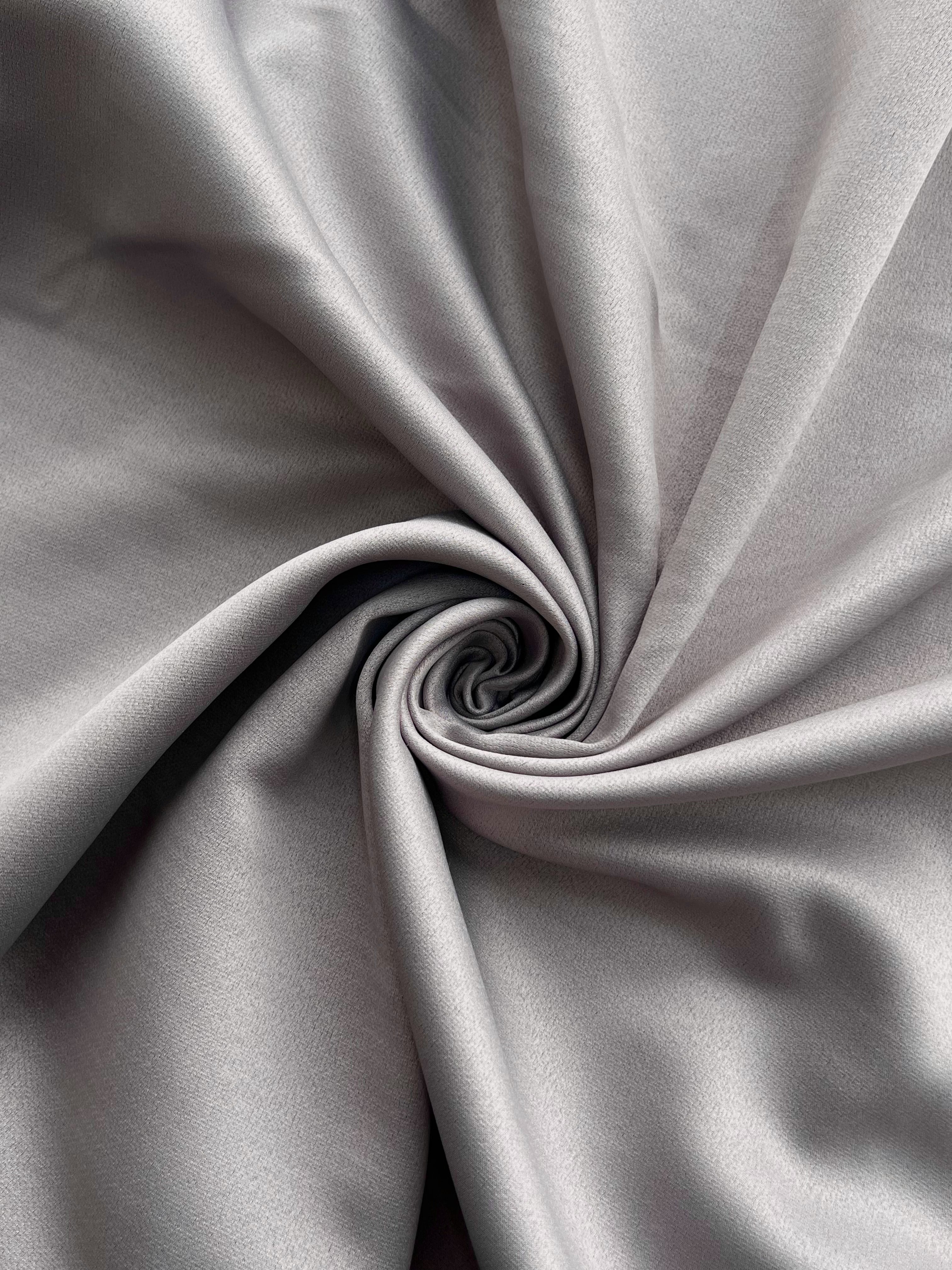 Plain linen curtain with blackout lining, light gray color