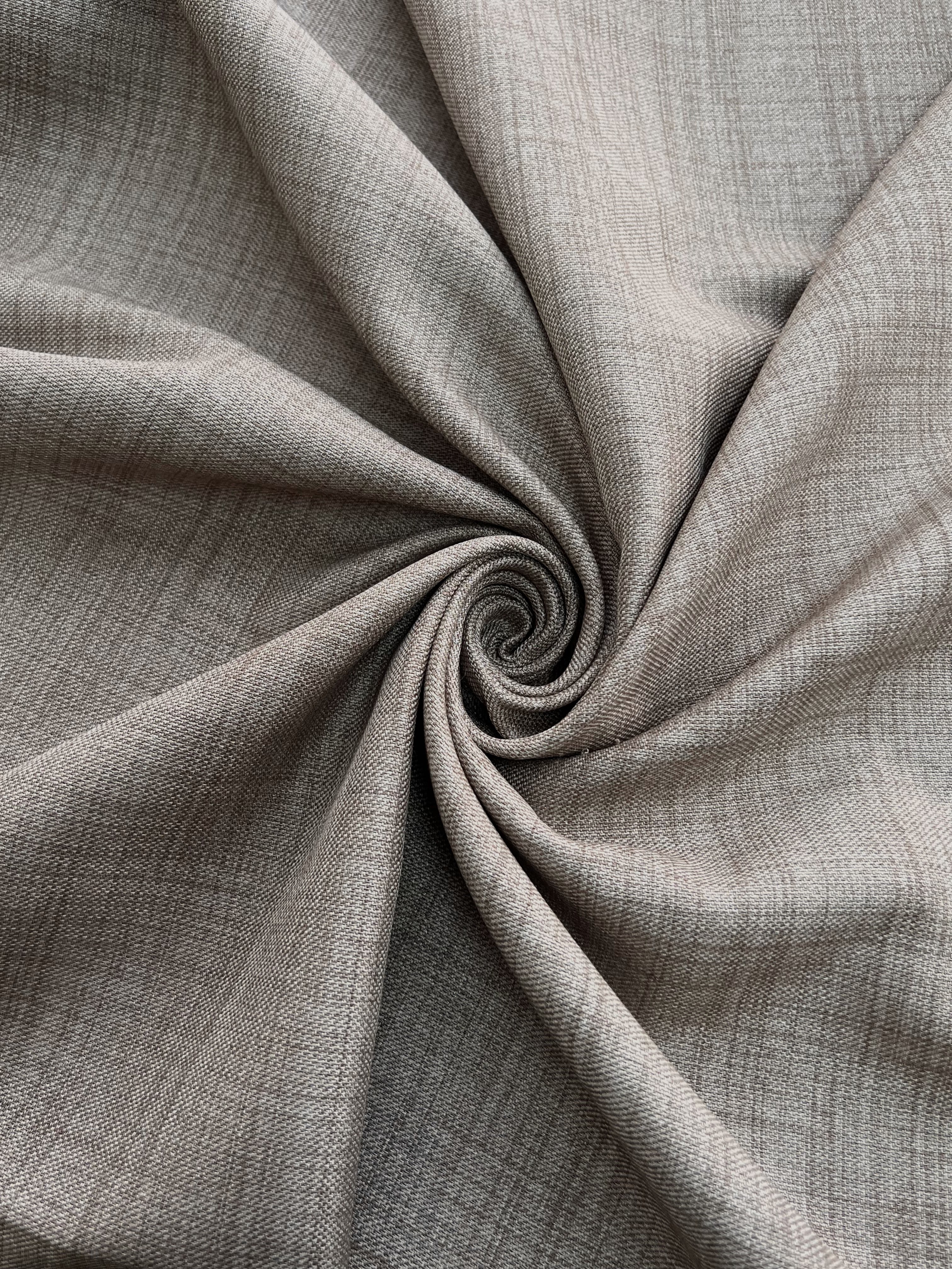 Plain linen curtain with blackout lining, dark beige color