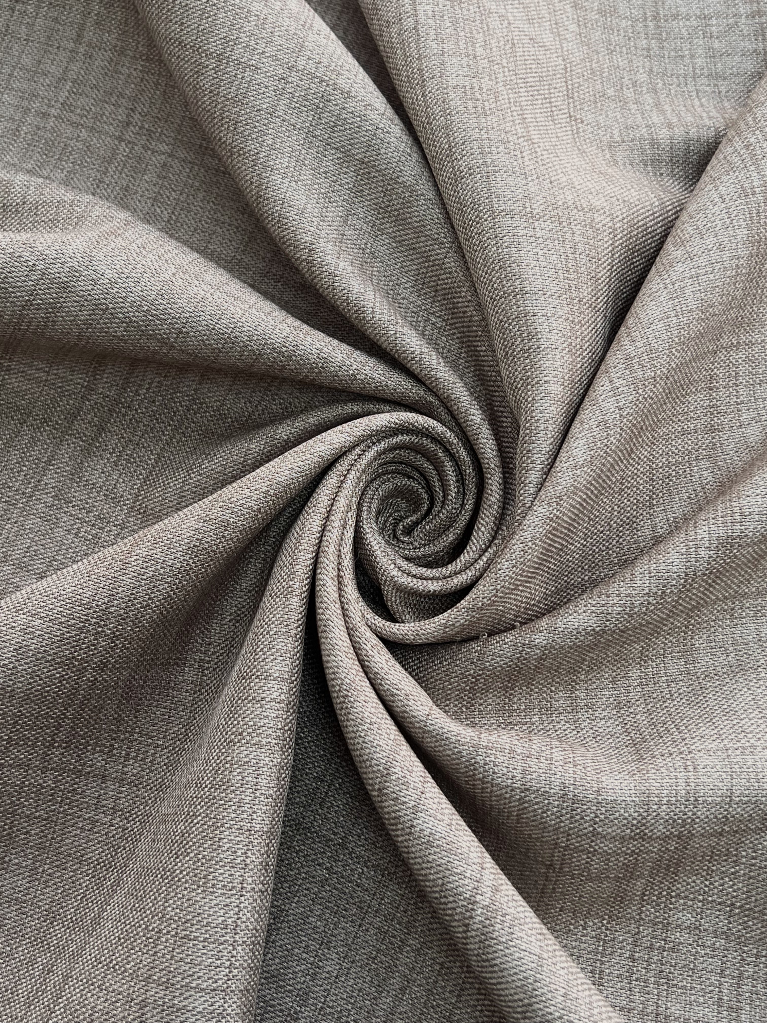 Plain linen curtain with blackout lining, dark beige color