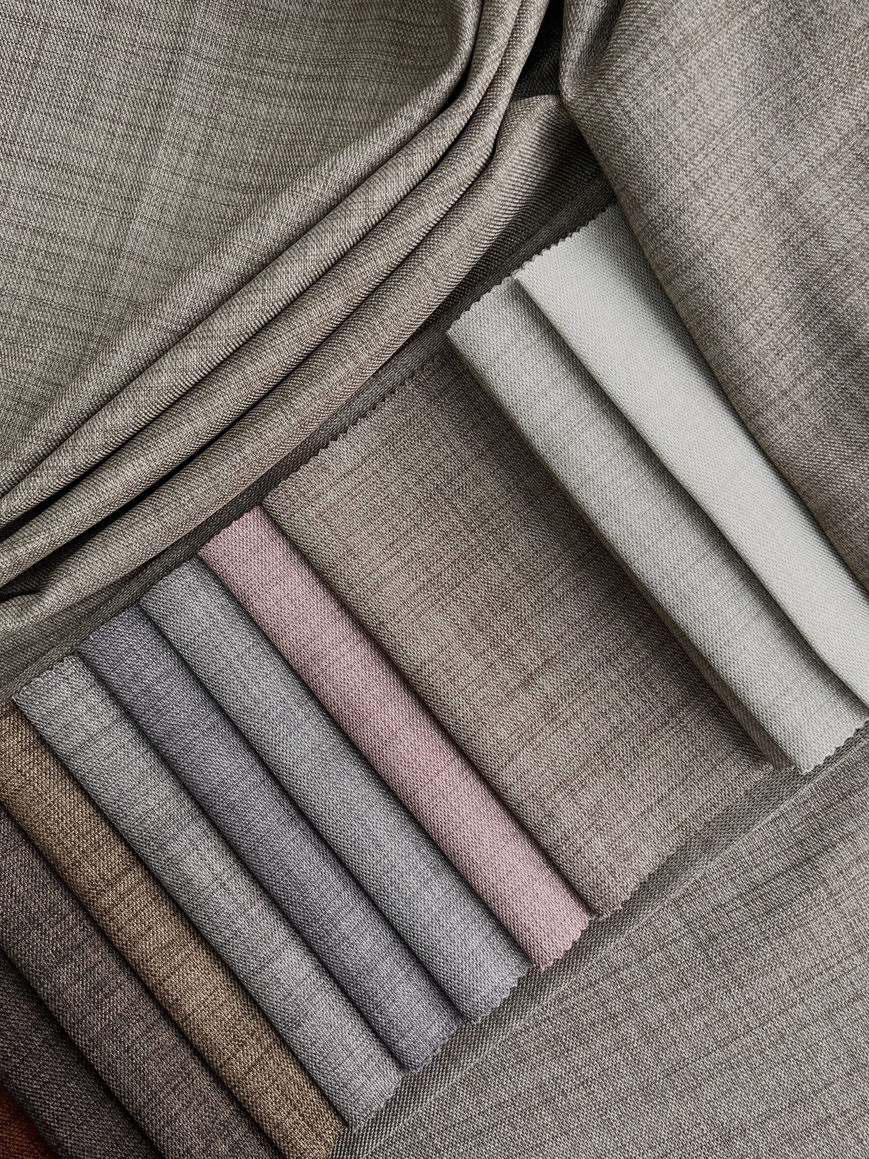 Plain linen curtain with blackout lining, dark beige color