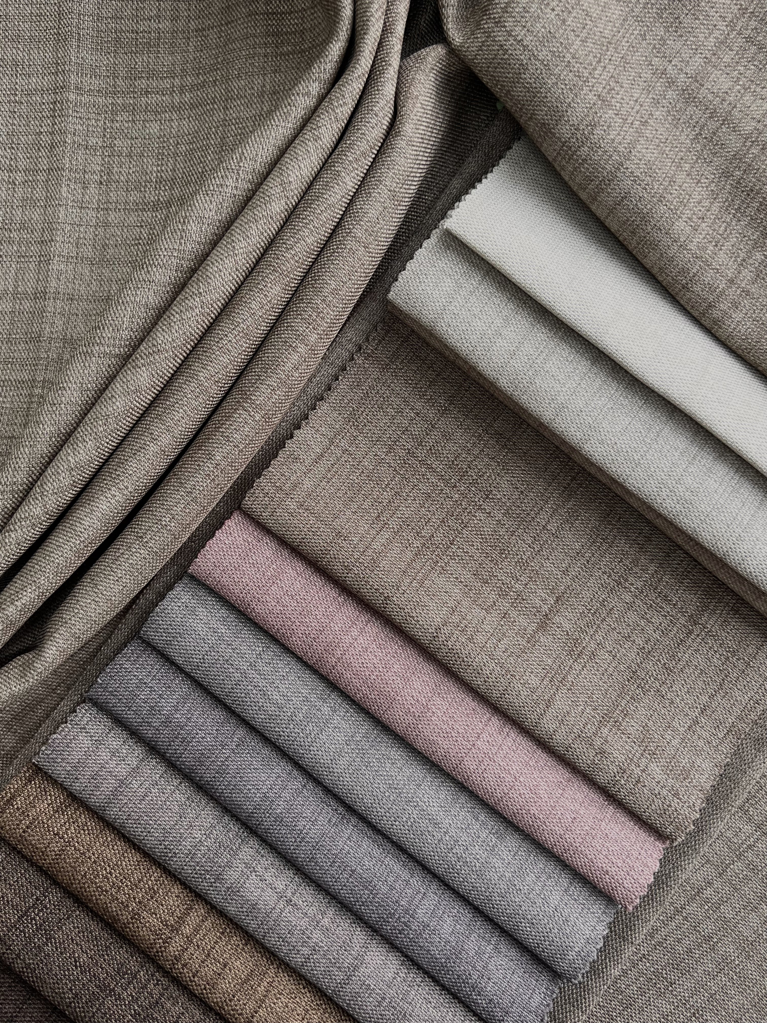 Plain linen curtain with blackout lining, dark beige color