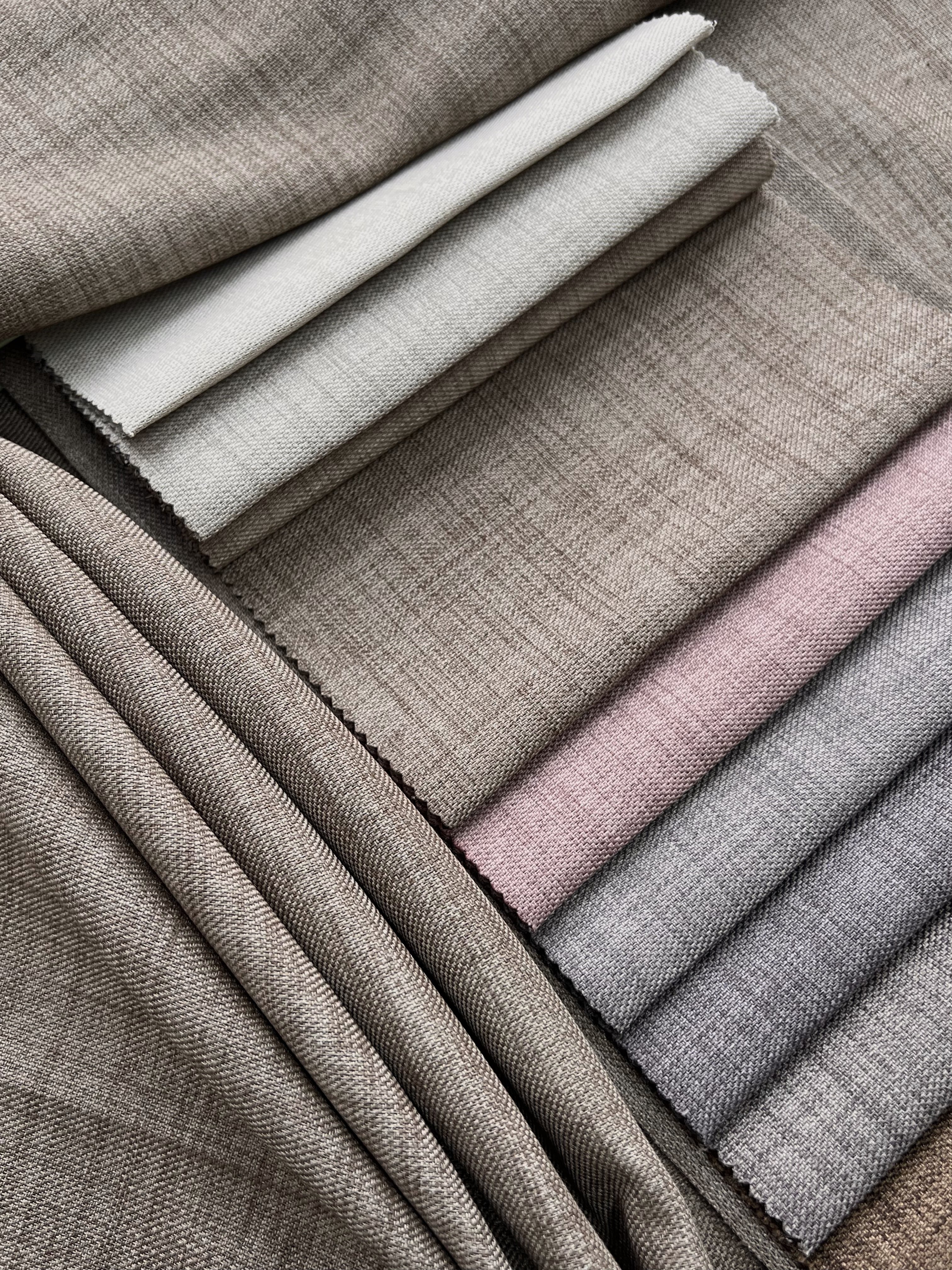 Plain linen curtain with blackout lining, dark beige color