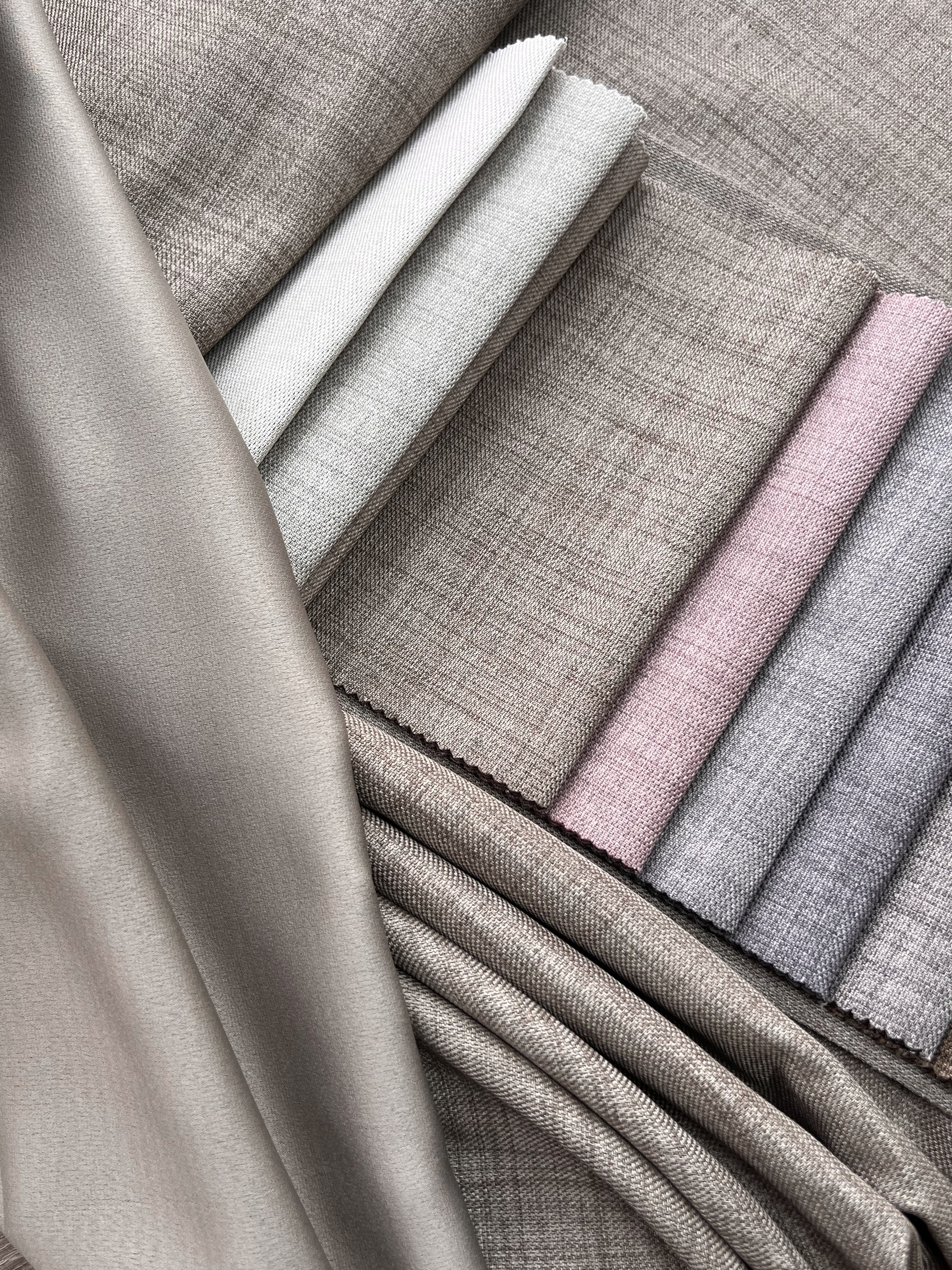 Plain linen curtain with blackout lining, dark beige color