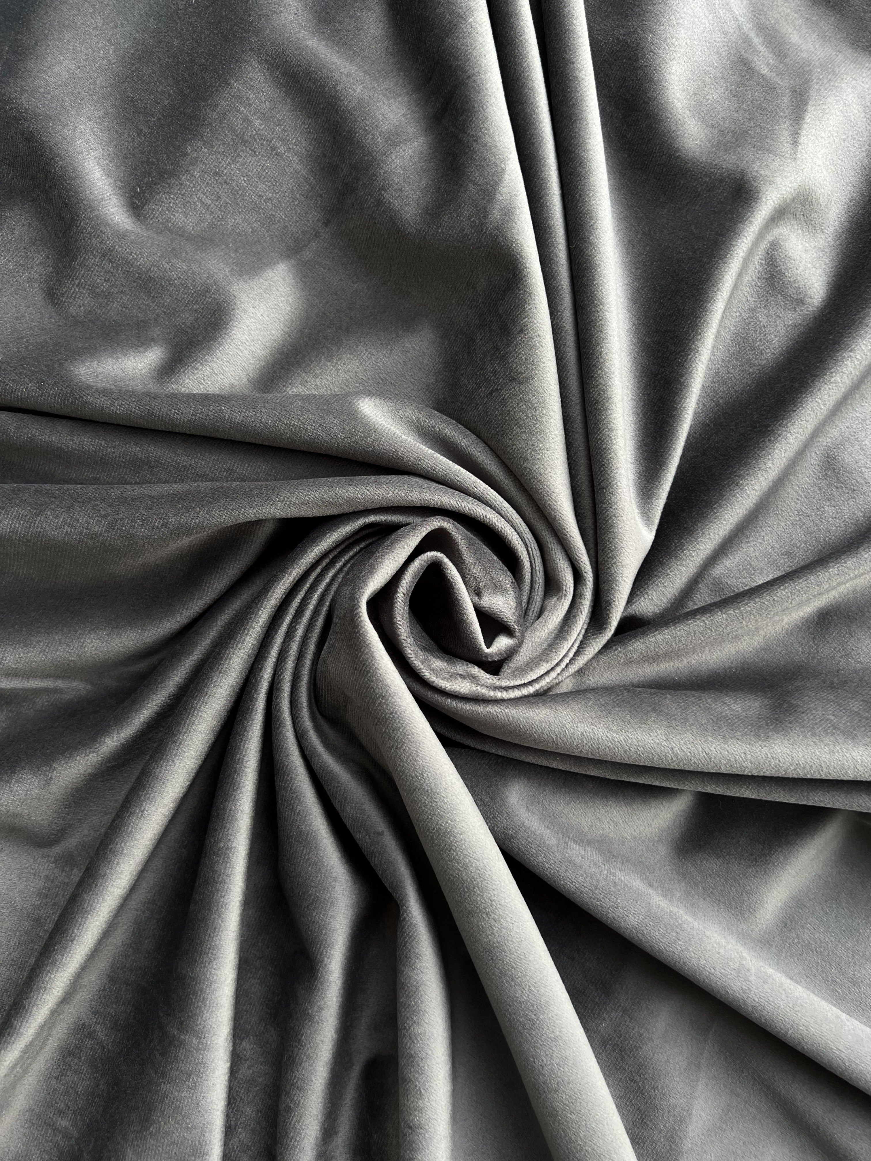 Velvet plain curtains, graphite color