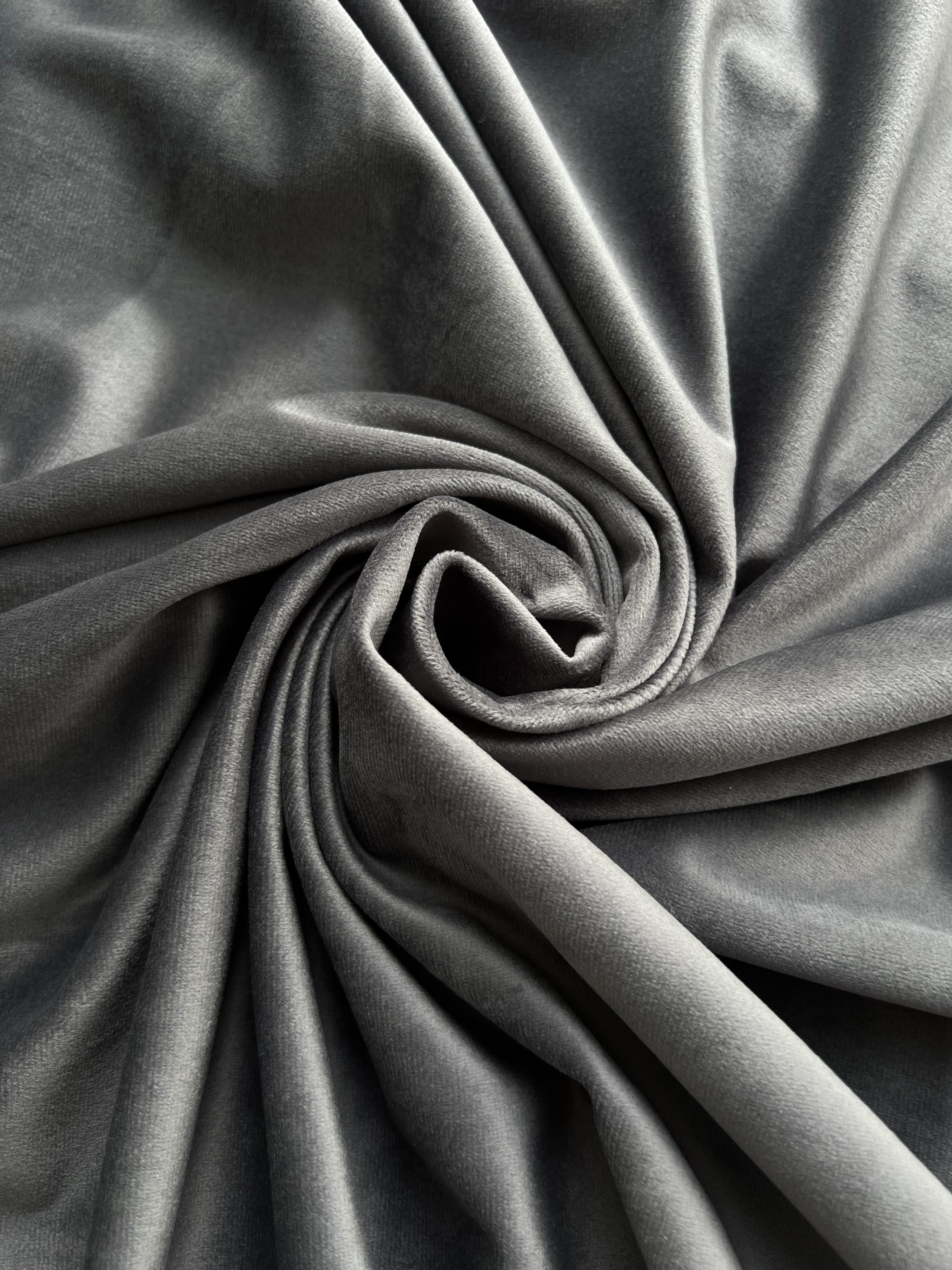 Velvet plain curtains, graphite color