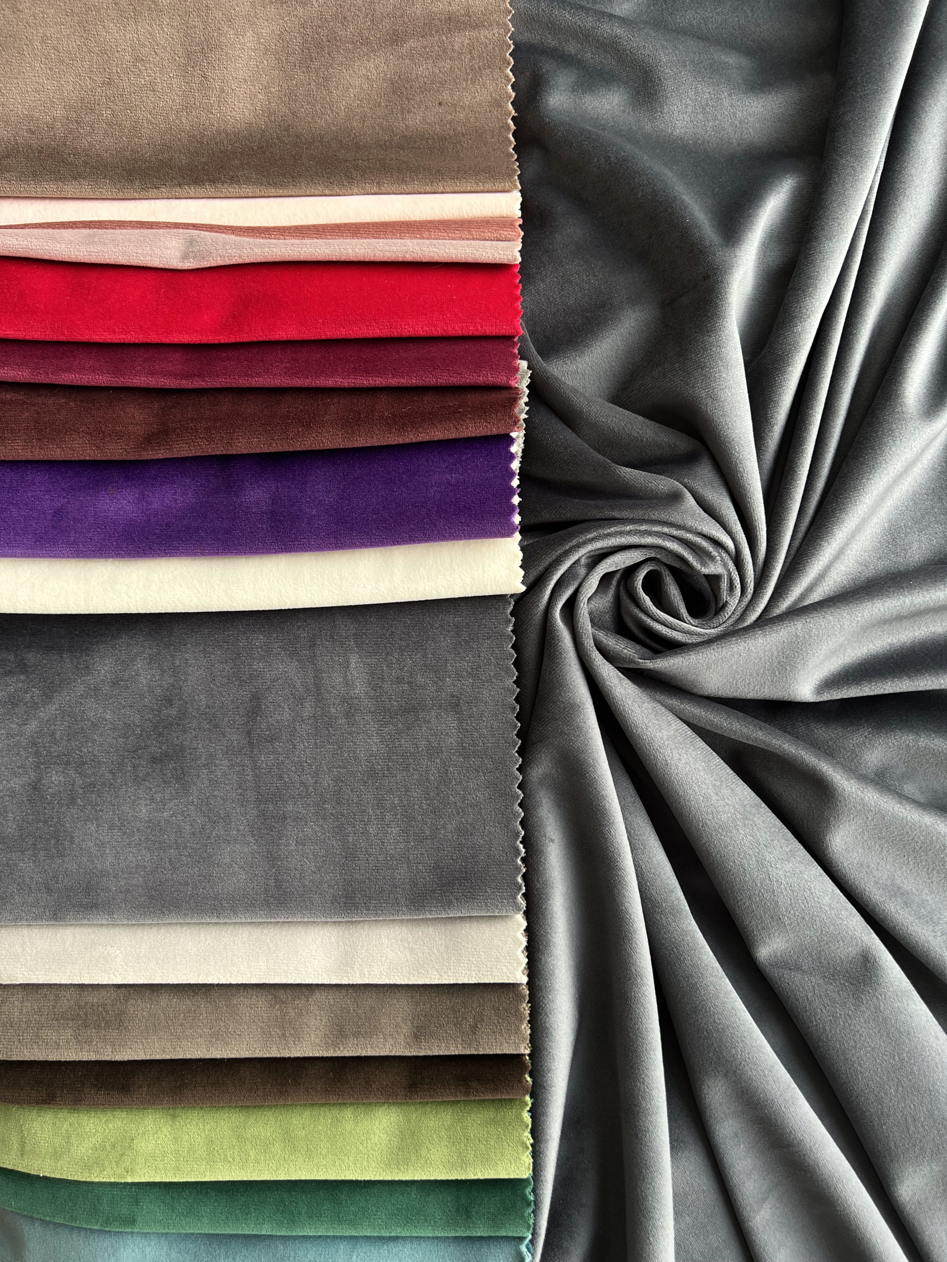 Velvet plain curtains, graphite color