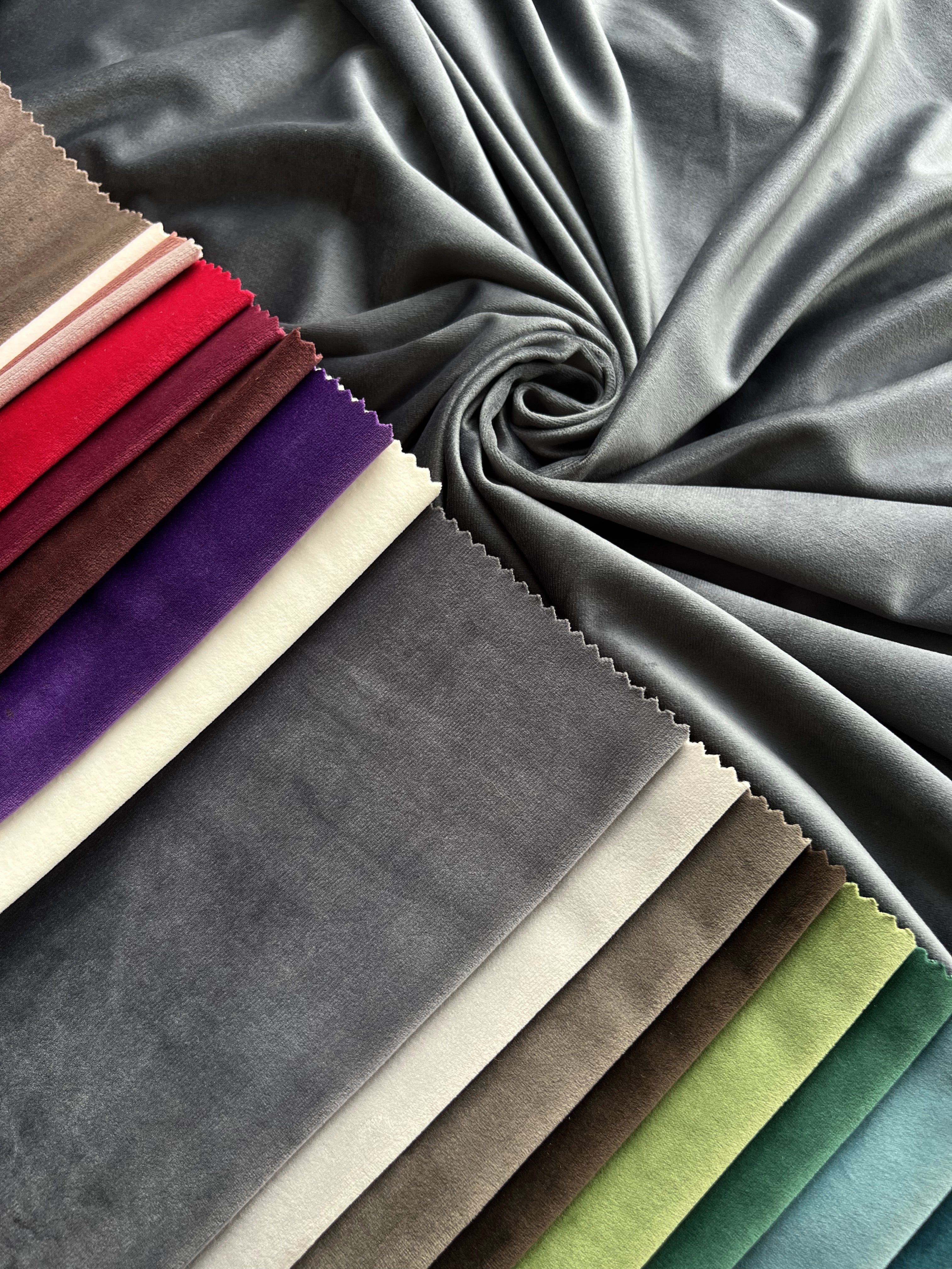 Velvet plain curtains, graphite color