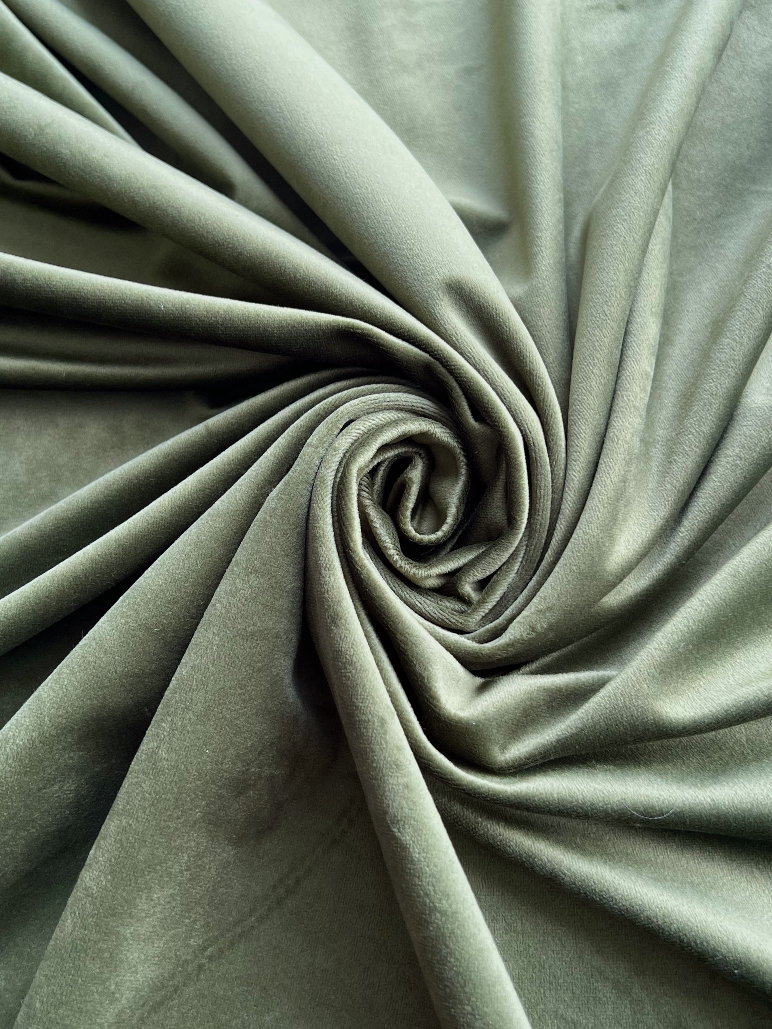 Velvet plain curtains, green color